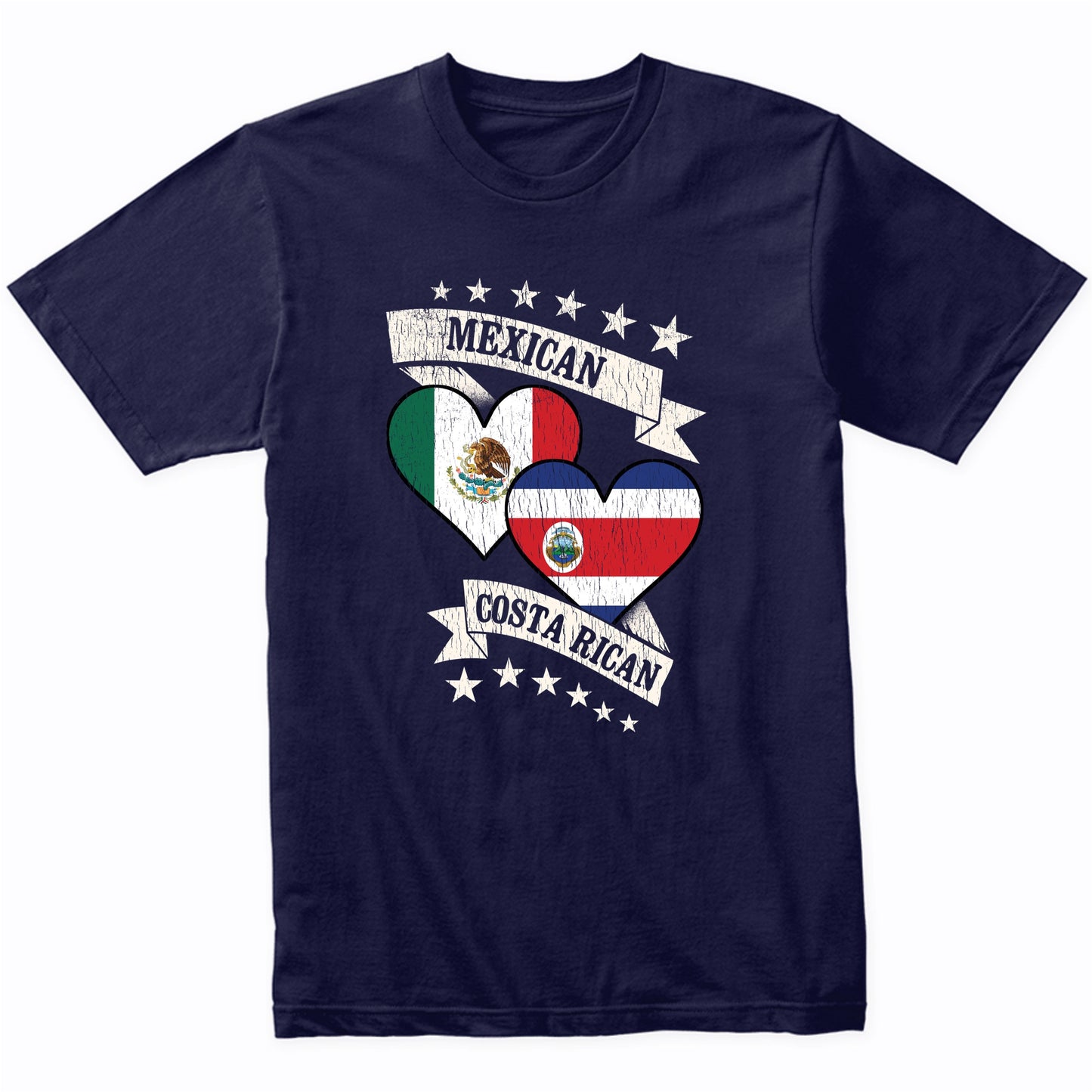 Mexican Costa Rican Heart Flags Mexico Costa Rica T-Shirt