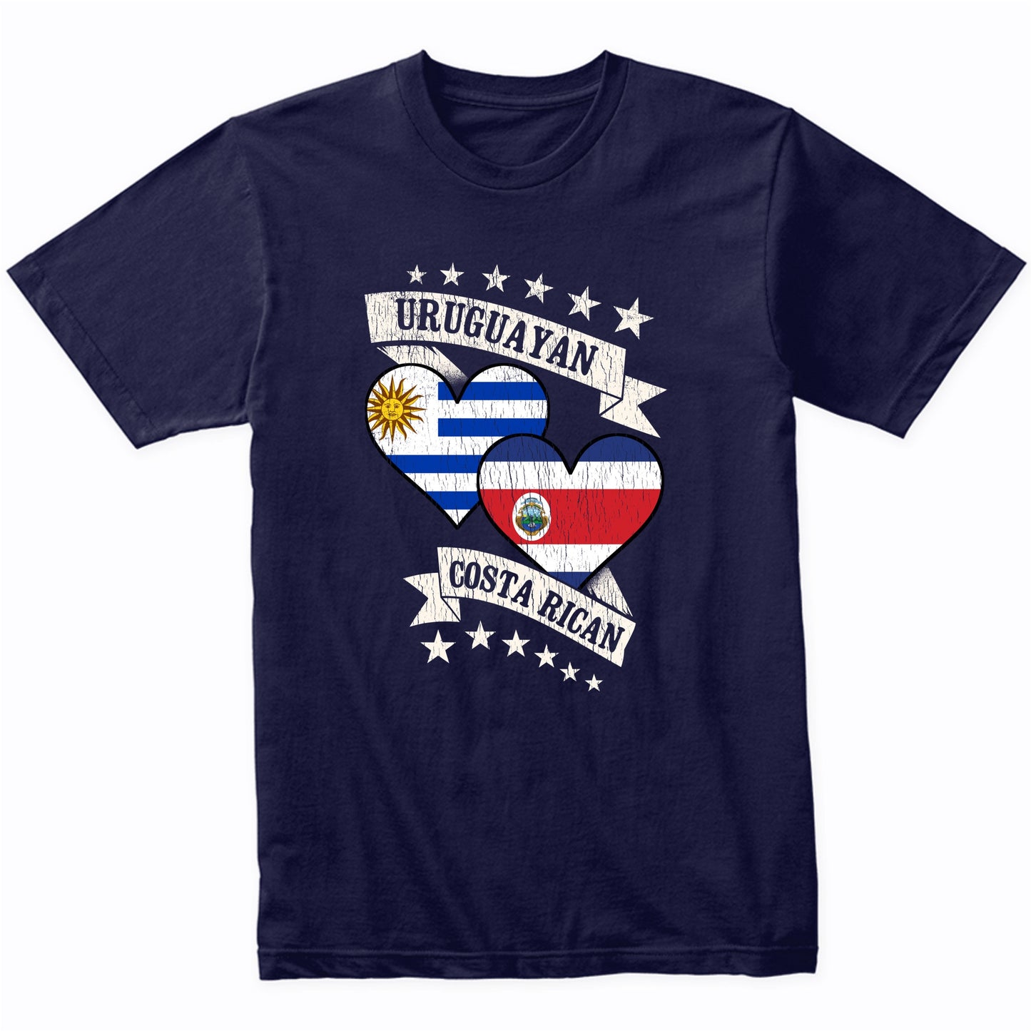Uruguayan Costa Rican Heart Flags Uruguay Costa Rica T-Shirt