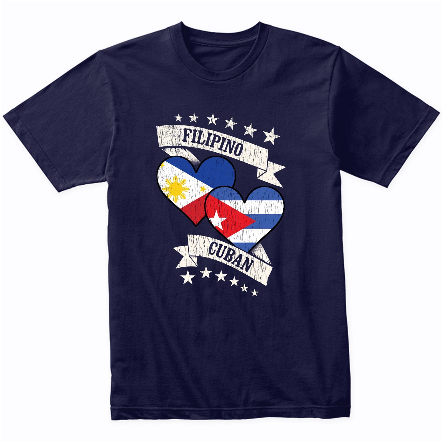 Filipino Cuban Heart Flags Philippines Cuba T-Shirt