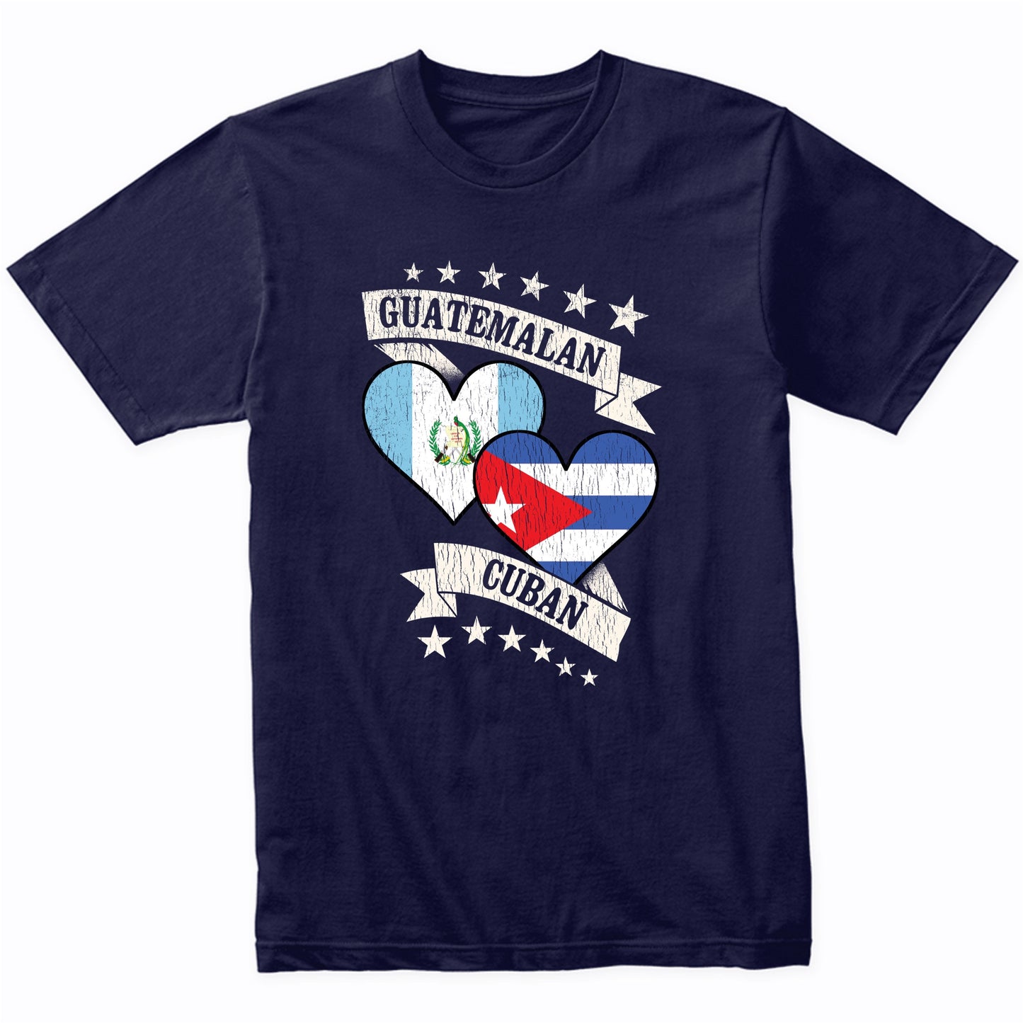 Guatemalan Cuban Heart Flags Guatemala Cuba T-Shirt