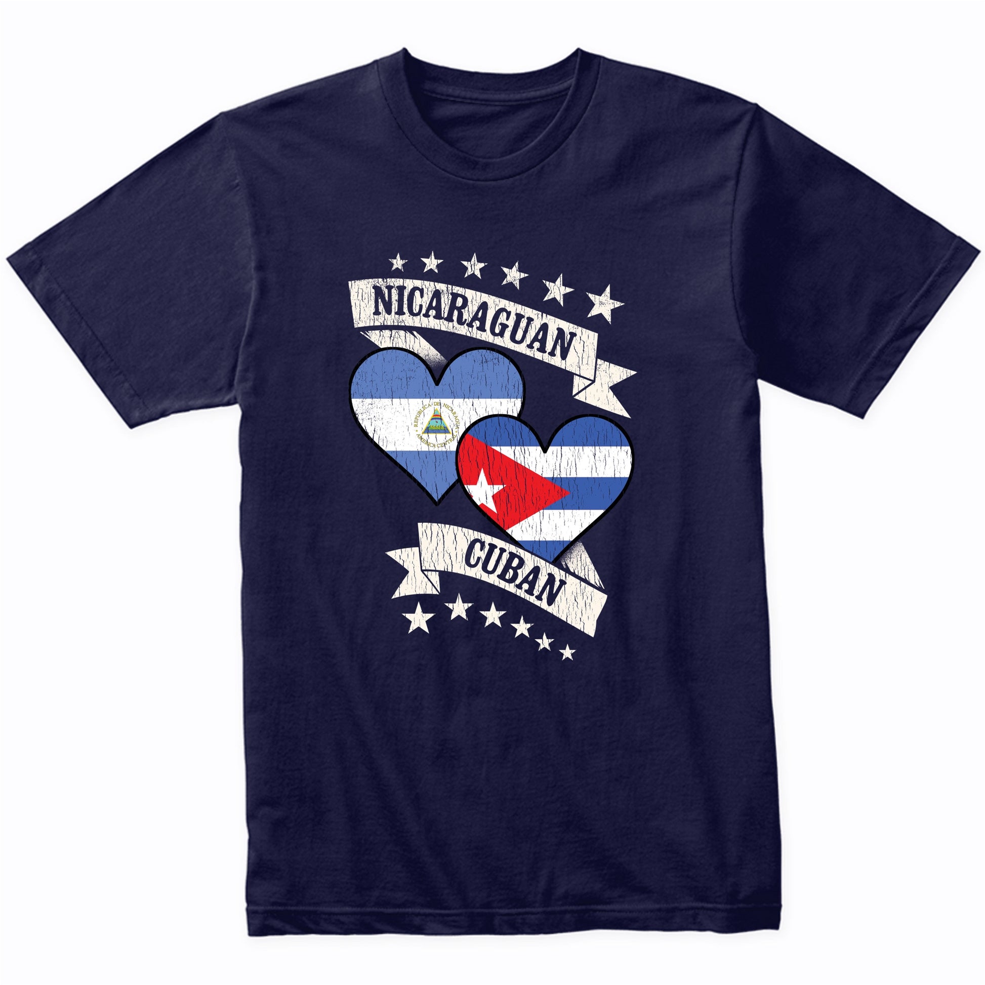Nicaraguan Cuban Heart Flags Nicaragua Cuba T-Shirt