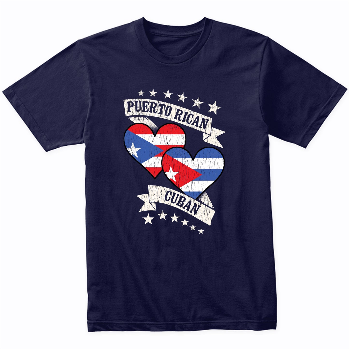 Puerto Rican Cuban Heart Flags Puerto Rico Cuba T-Shirt