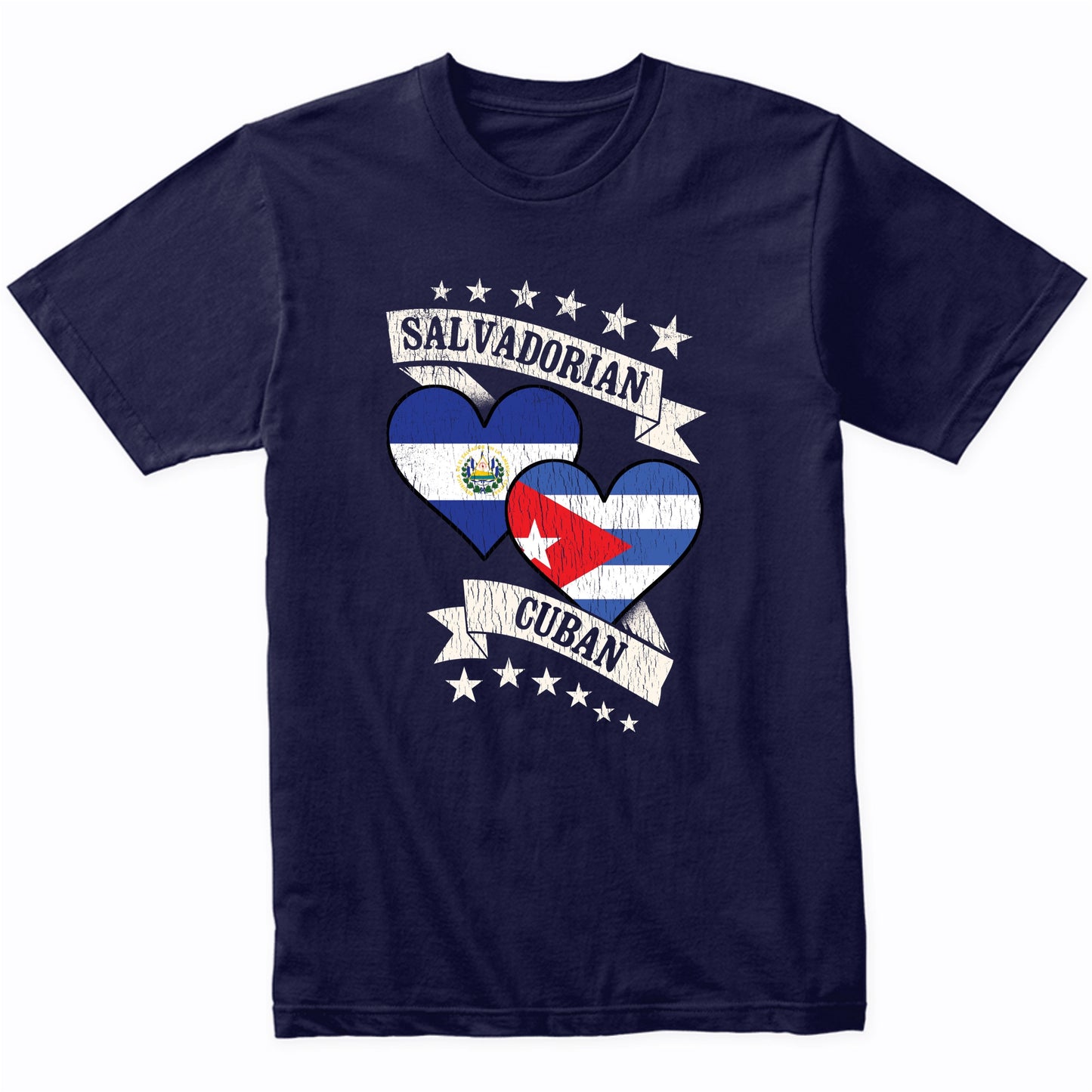 Salvadorian Cuban Heart Flags El Salvador Cuba T-Shirt