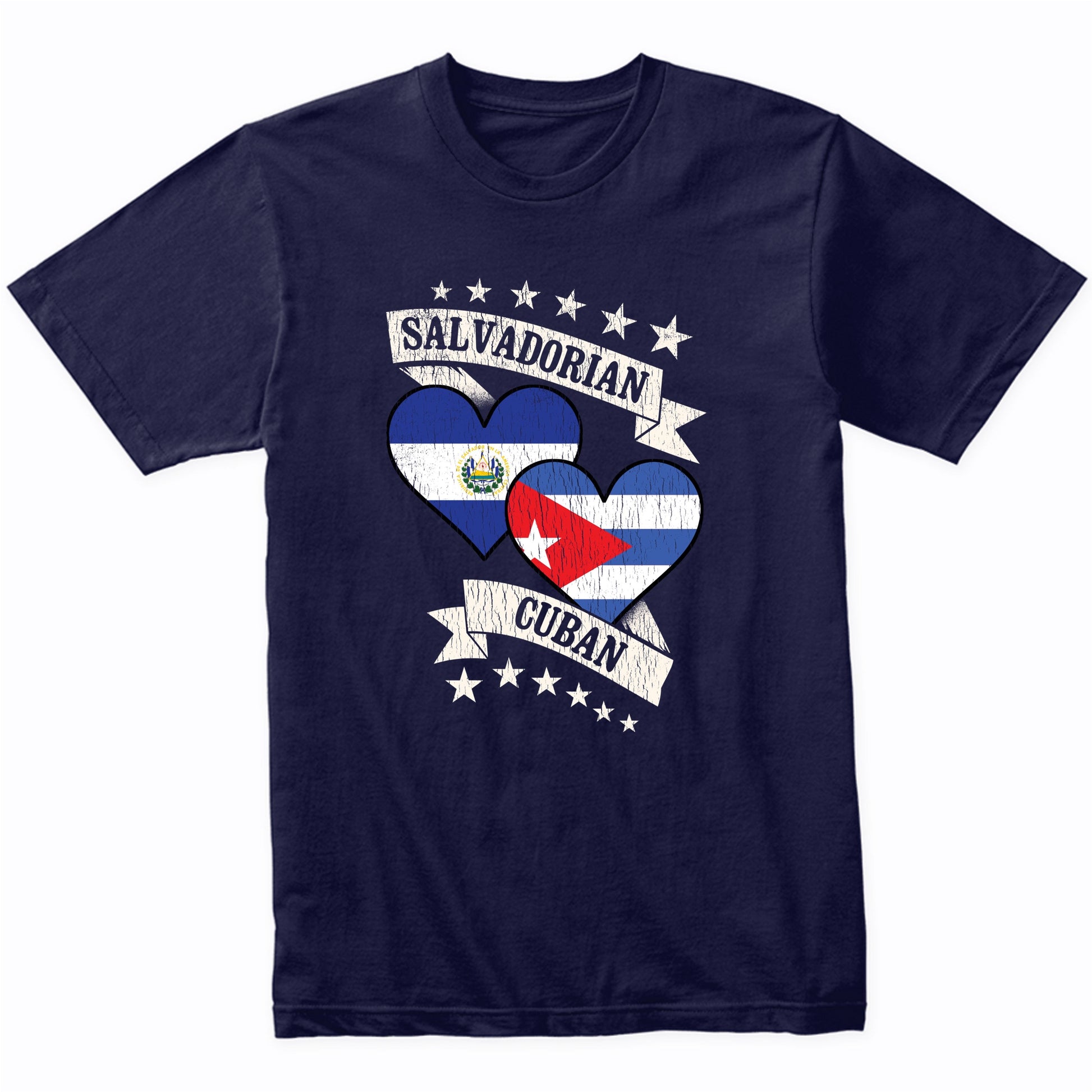 Salvadorian Cuban Heart Flags El Salvador Cuba T-Shirt