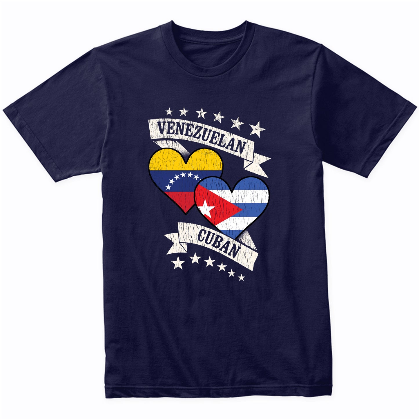 Venezuelan Cuban Heart Flags Venezuela Cuba T-Shirt