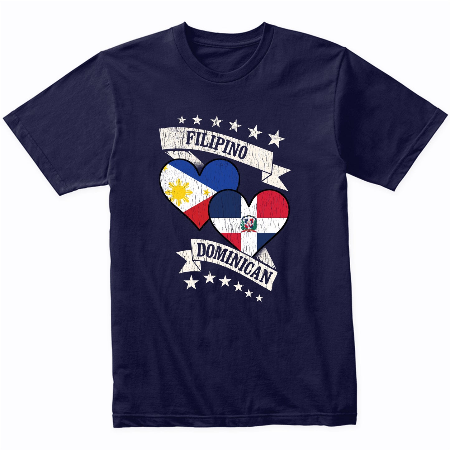 Filipino Dominican Heart Flags Philippines Dominican Republic T-Shirt