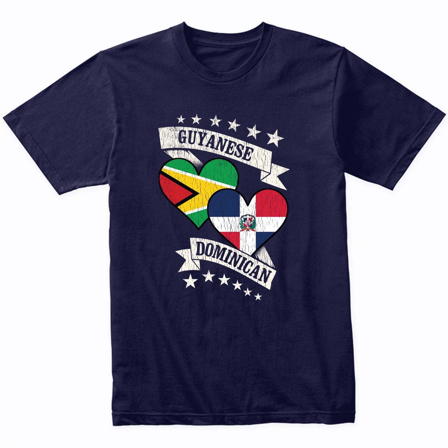 Guyanese Dominican Heart Flags Guyana Dominican Republic T-Shirt