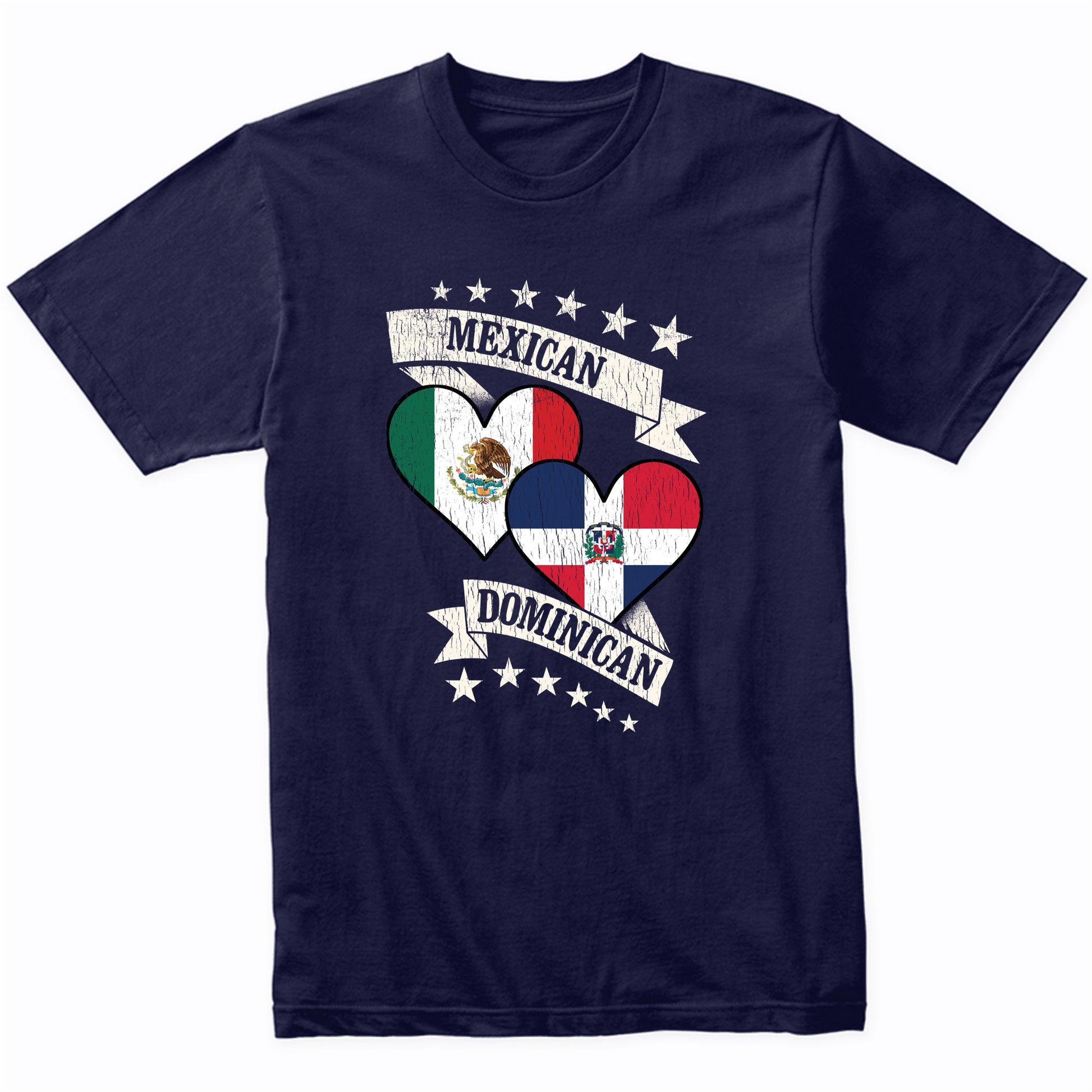 Mexican Dominican Heart Flags Mexico Dominican Republic T-Shirt