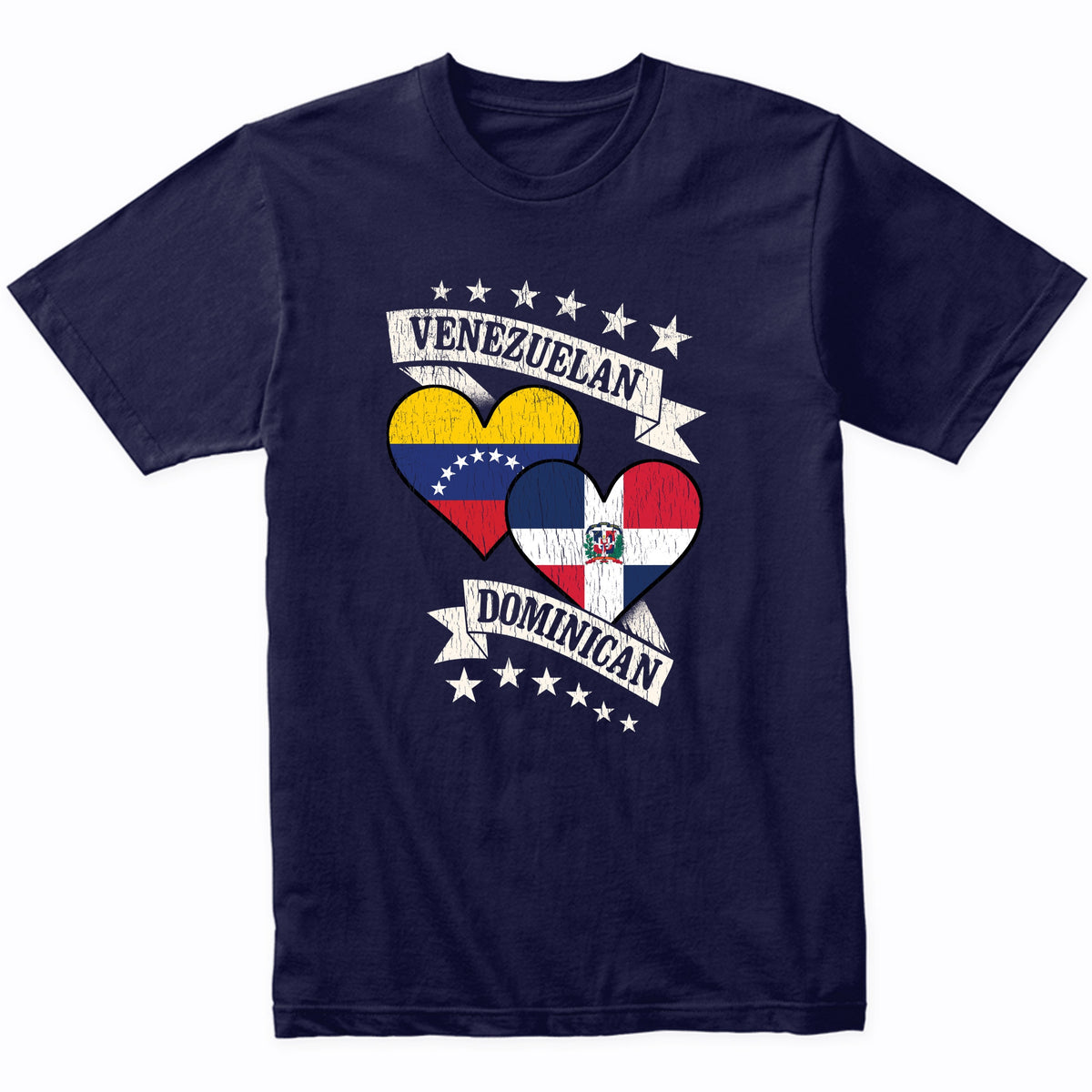 Venezuelan Dominican Heart Flags Venezuela Dominican Republic T-Shirt