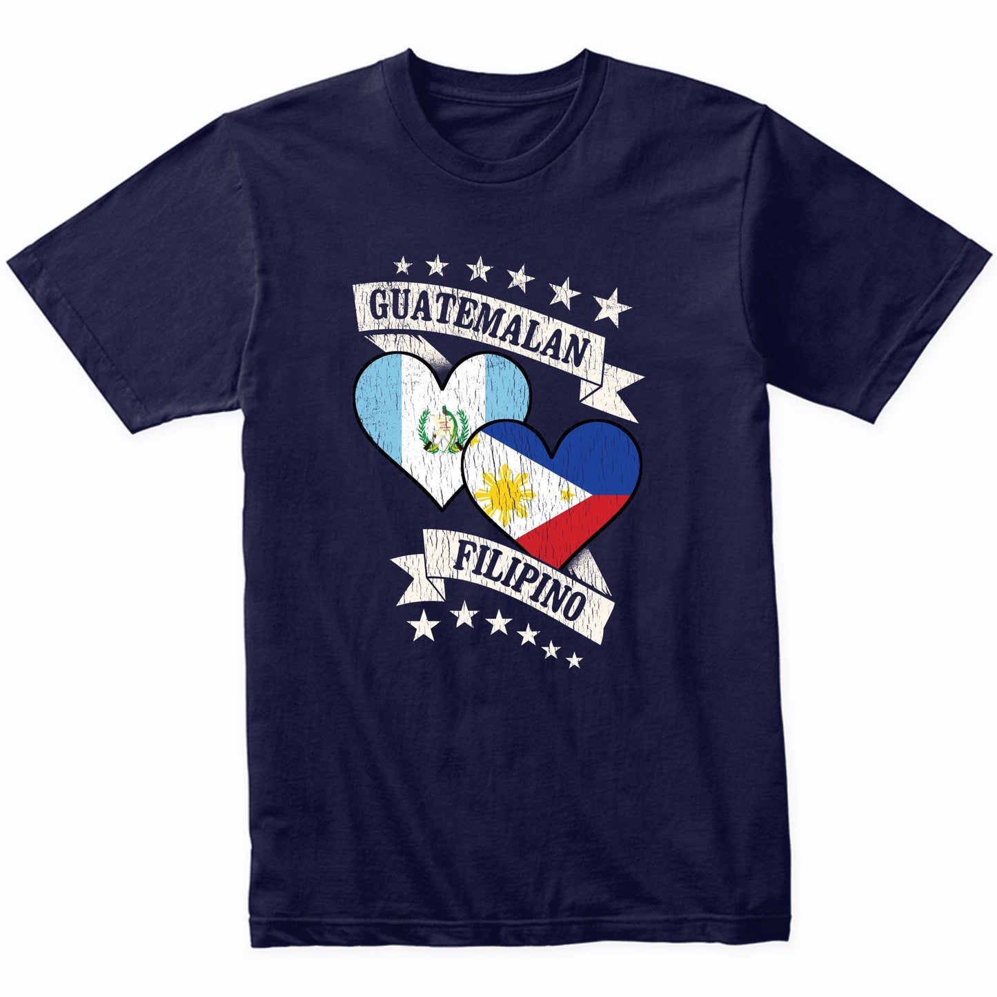 Guatemalan Filipino Heart Flags Guatemala Philippines T-Shirt