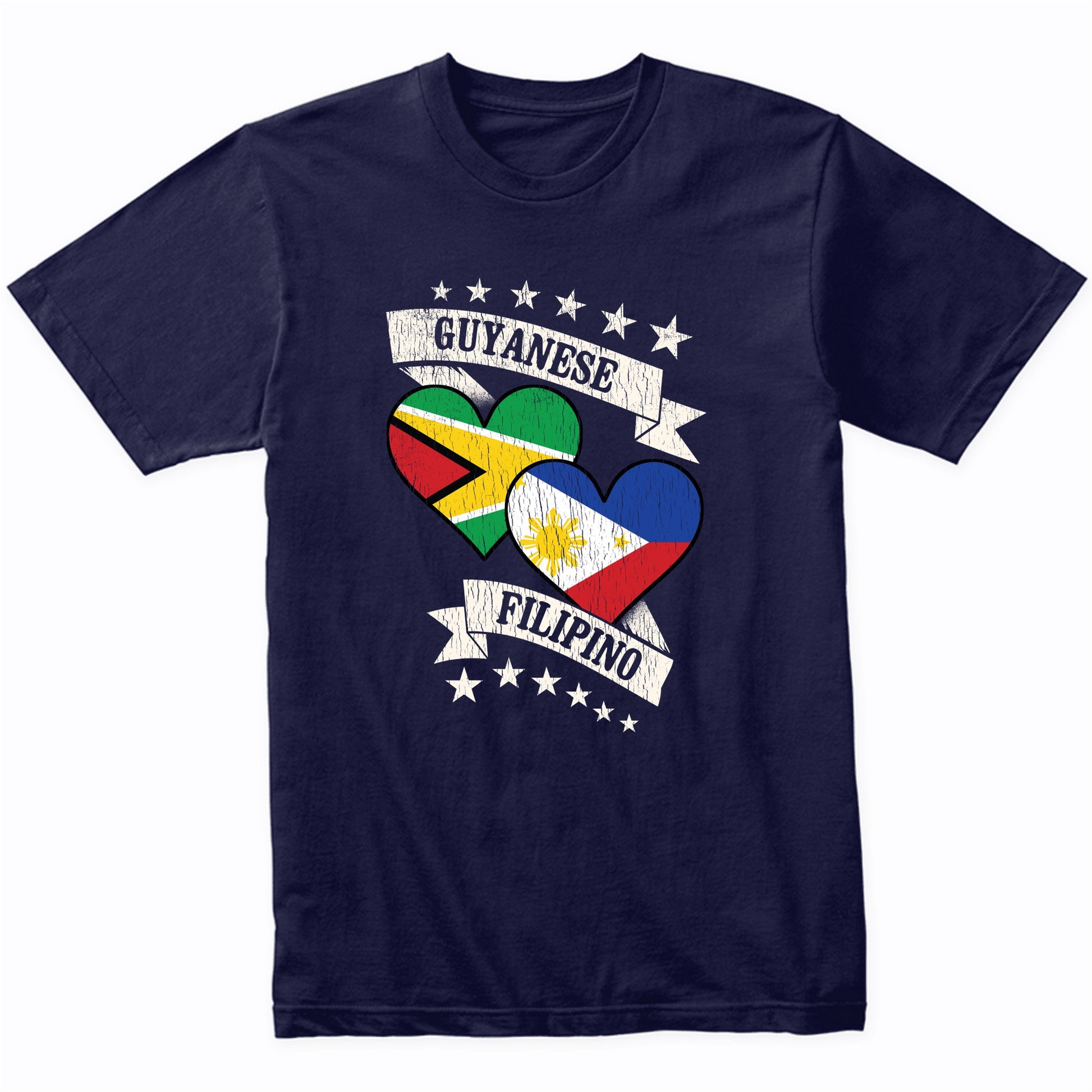 Guyanese Filipino Heart Flags Guyana Philippines T-Shirt