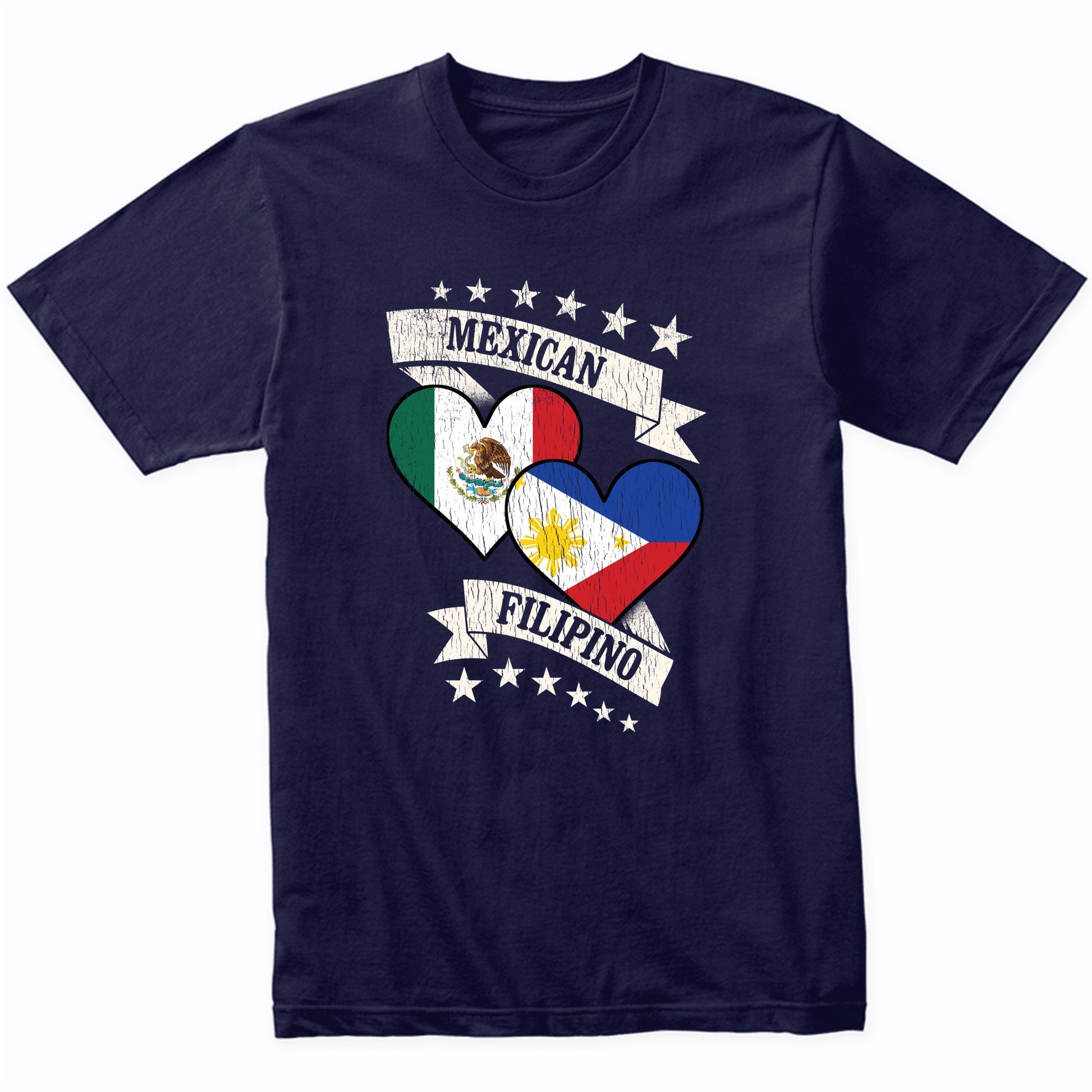 Mexican Filipino Heart Flags Mexico Philippines T-Shirt