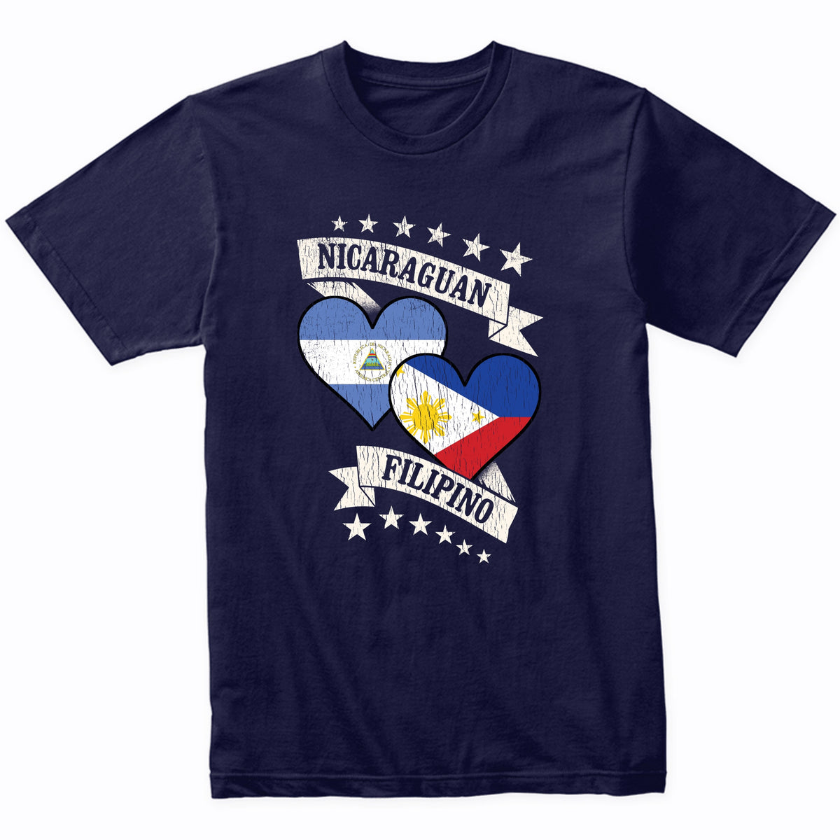 Nicaraguan Filipino Heart Flags Nicaragua Philippines T-Shirt