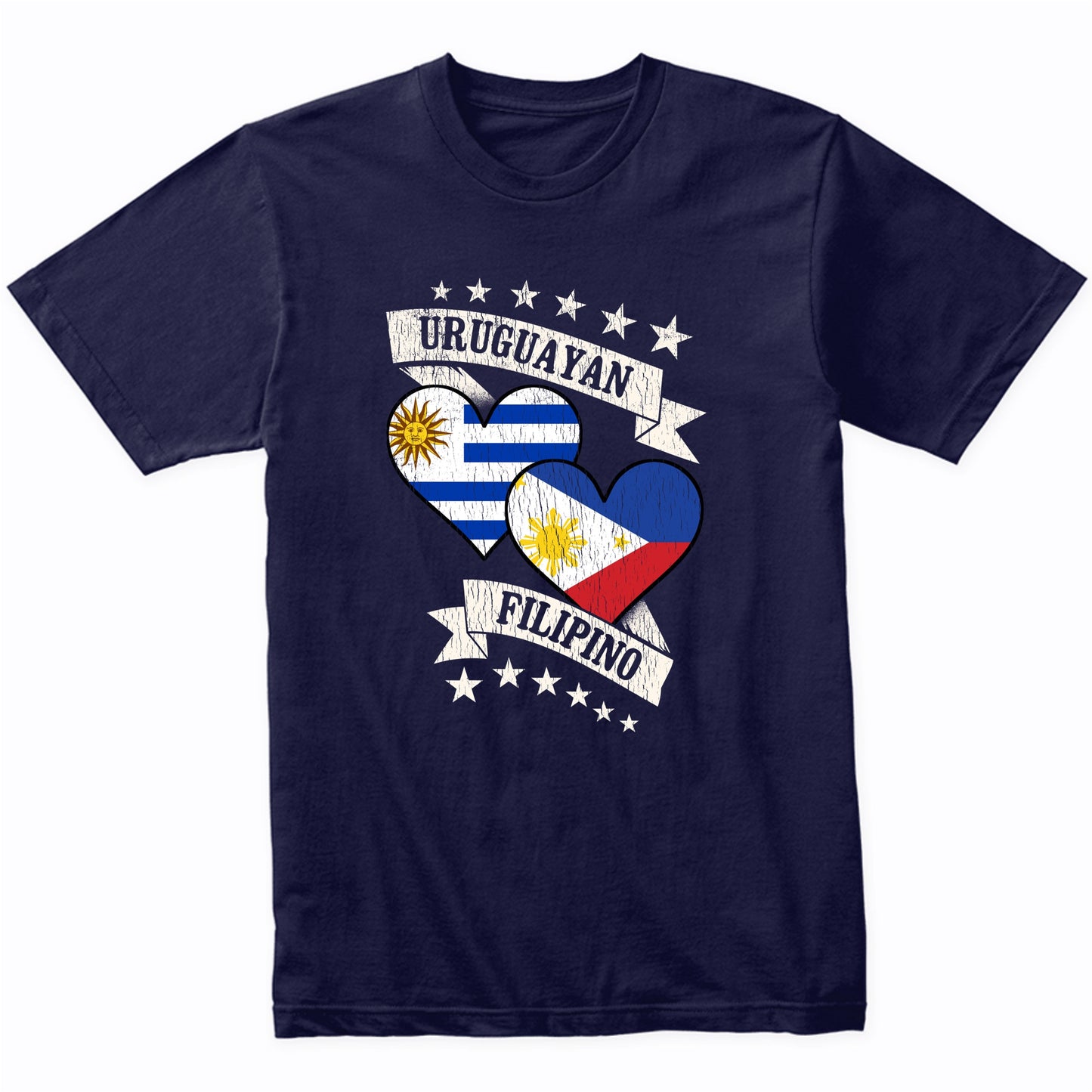 Uruguayan Filipino Heart Flags Uruguay Philippines T-Shirt