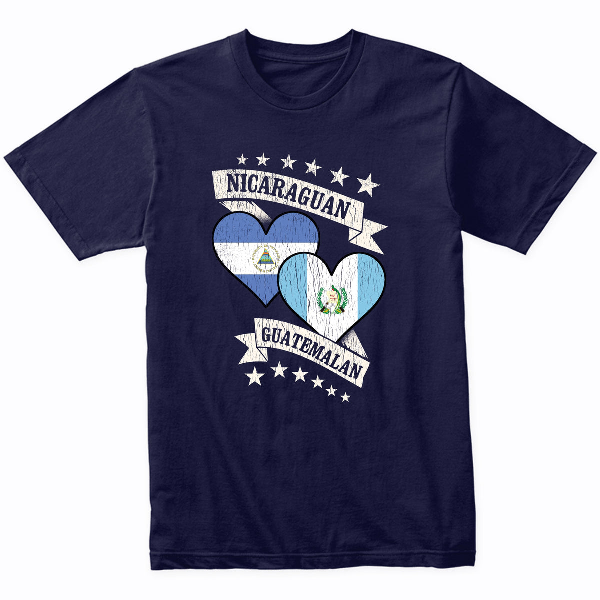 Nicaraguan Guatemalan Heart Flags Nicaragua Guatemala T-Shirt