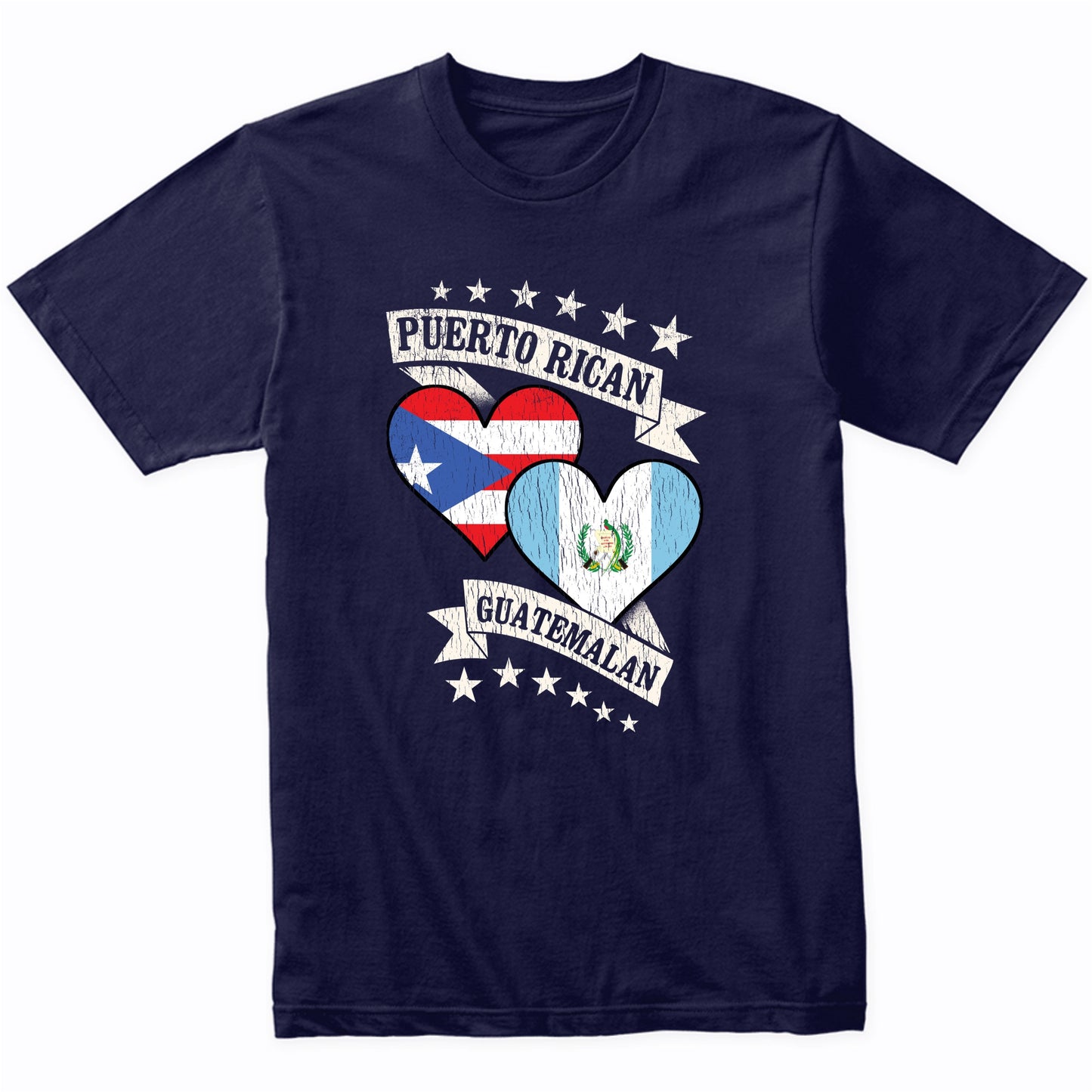Puerto Rican Guatemalan Heart Flags Puerto Rico Guatemala T-Shirt