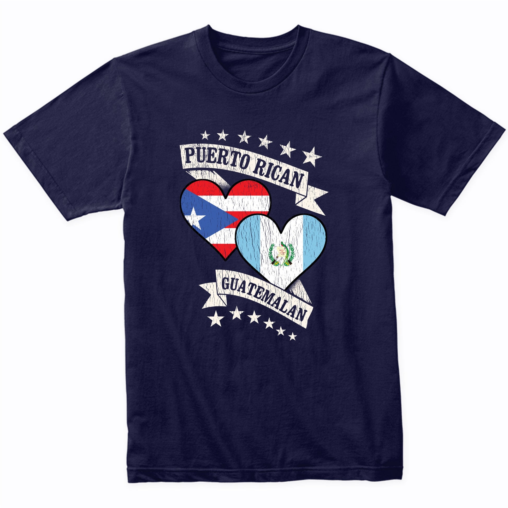 Puerto Rican Guatemalan Heart Flags Puerto Rico Guatemala T-Shirt