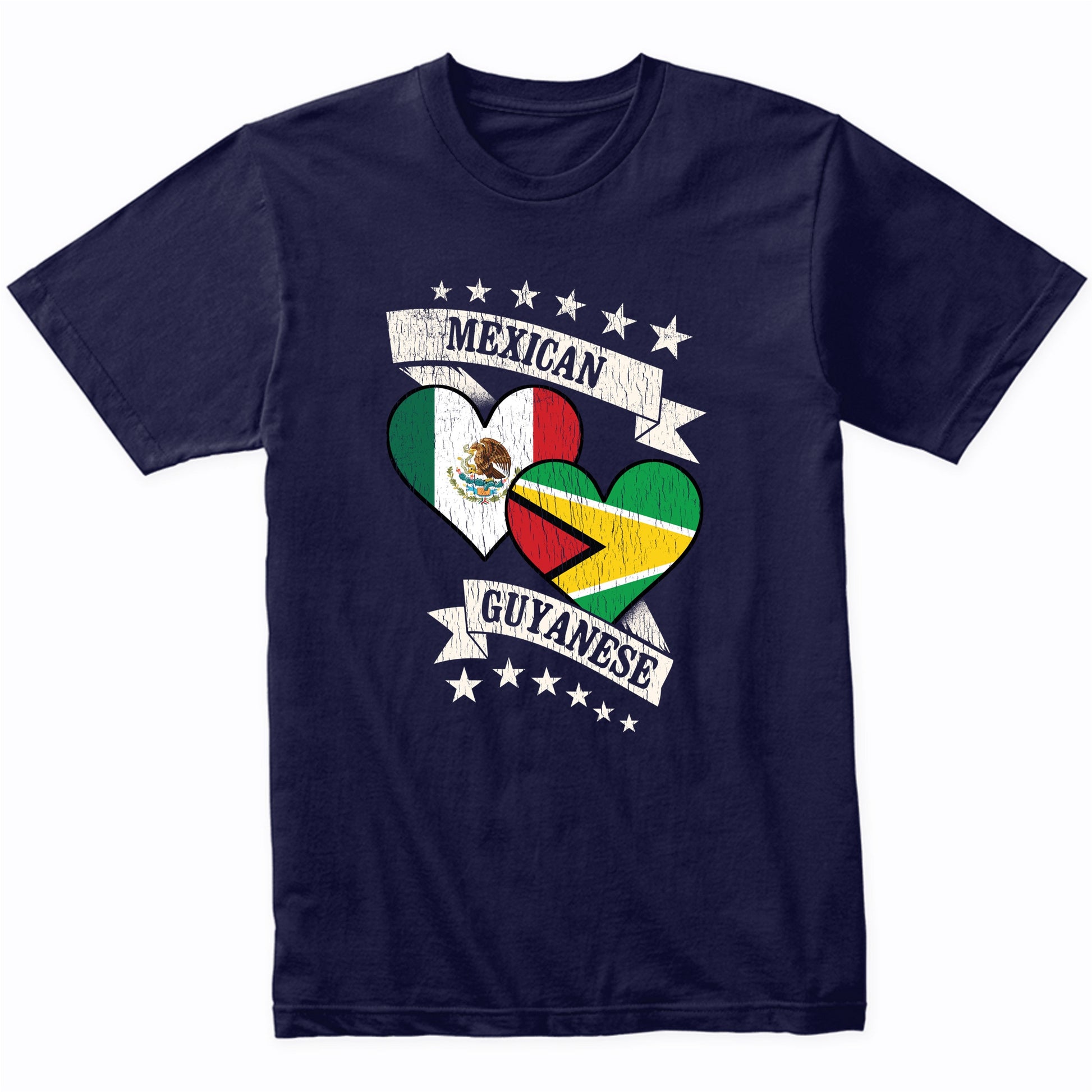 Mexican Guyanese Heart Flags Mexico Guyana T-Shirt