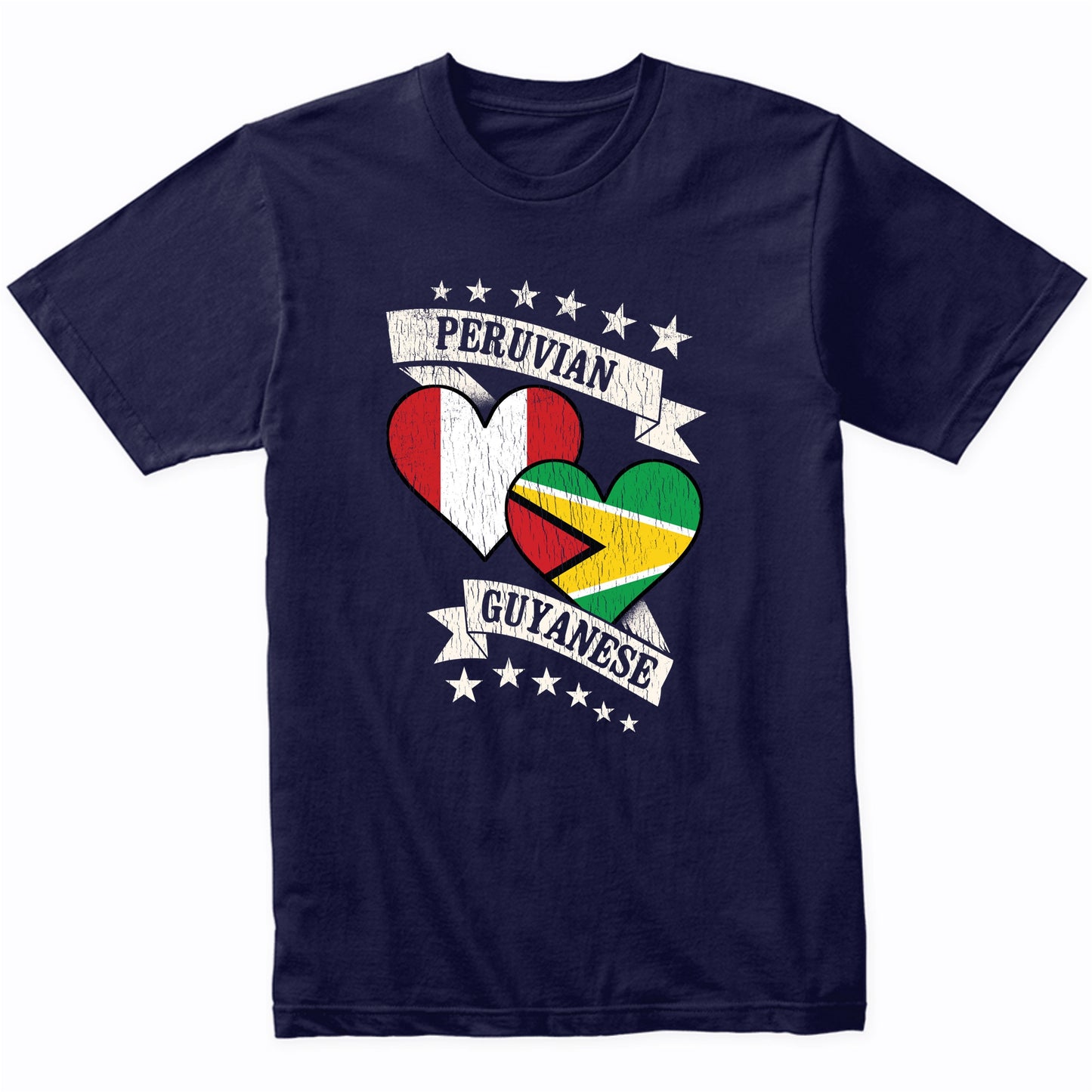 Peruvian Guyanese Heart Flags Peru Guyana T-Shirt