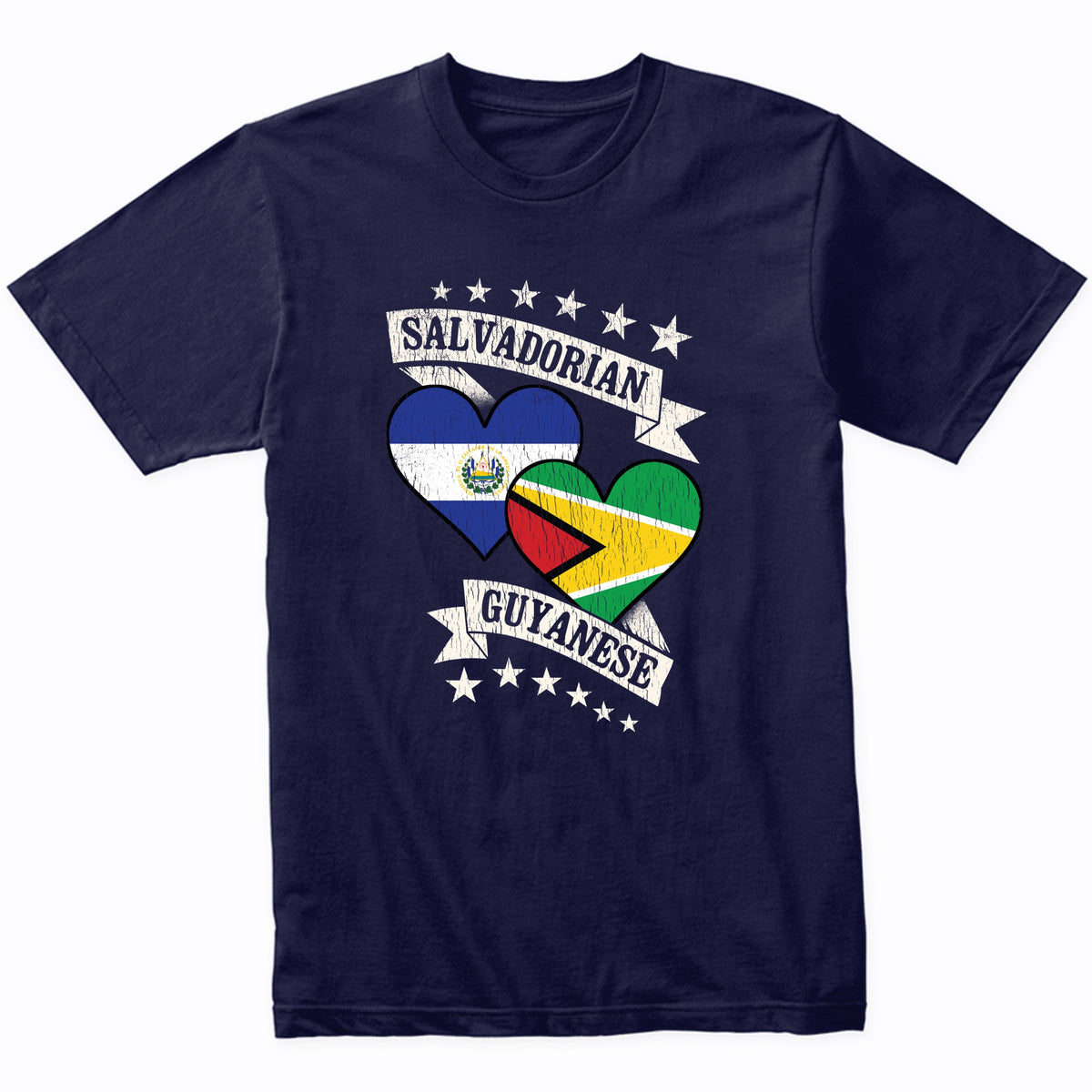 Salvadorian Guyanese Heart Flags El Salvador Guyana T-Shirt