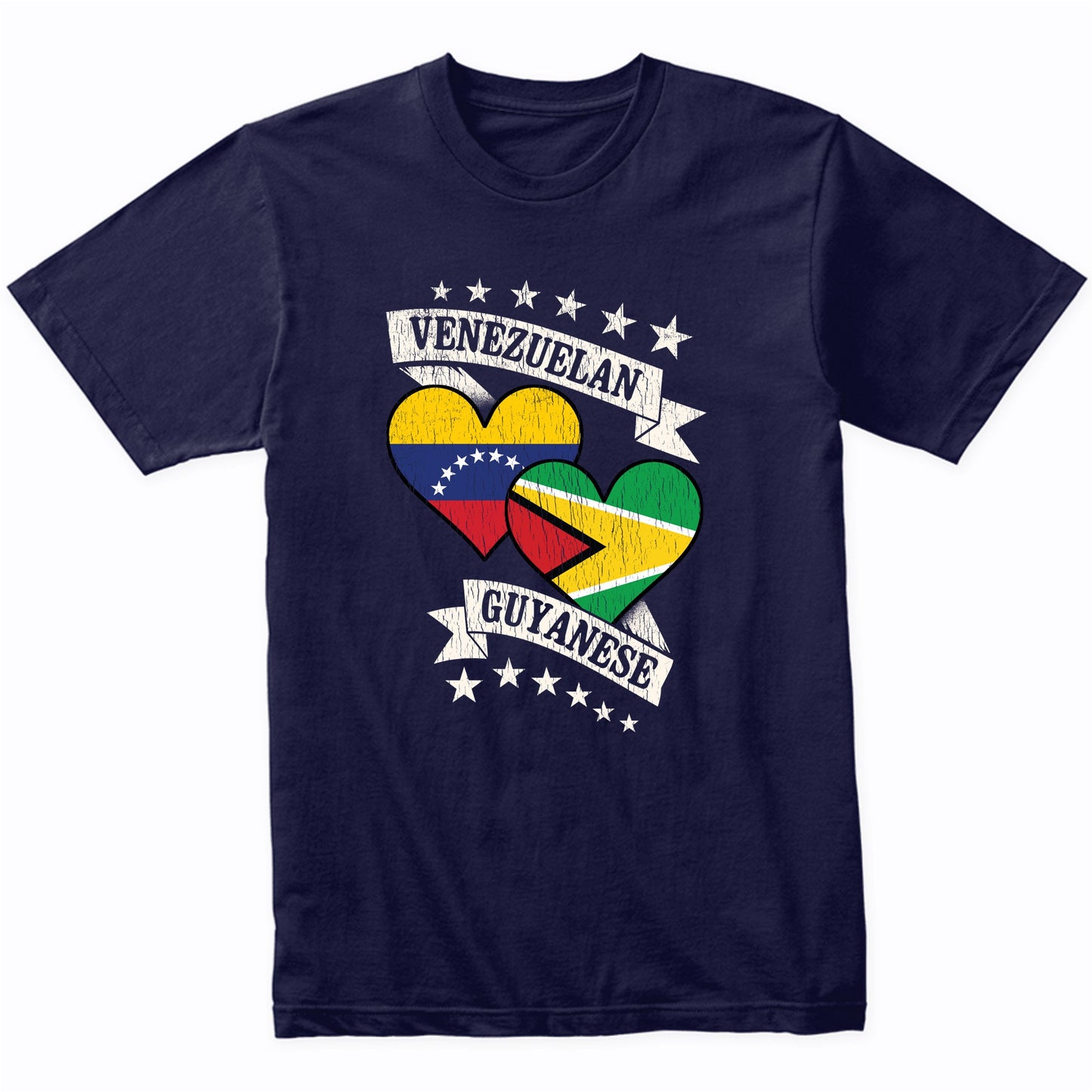 Venezuelan Guyanese Heart Flags Venezuela Guyana T-Shirt