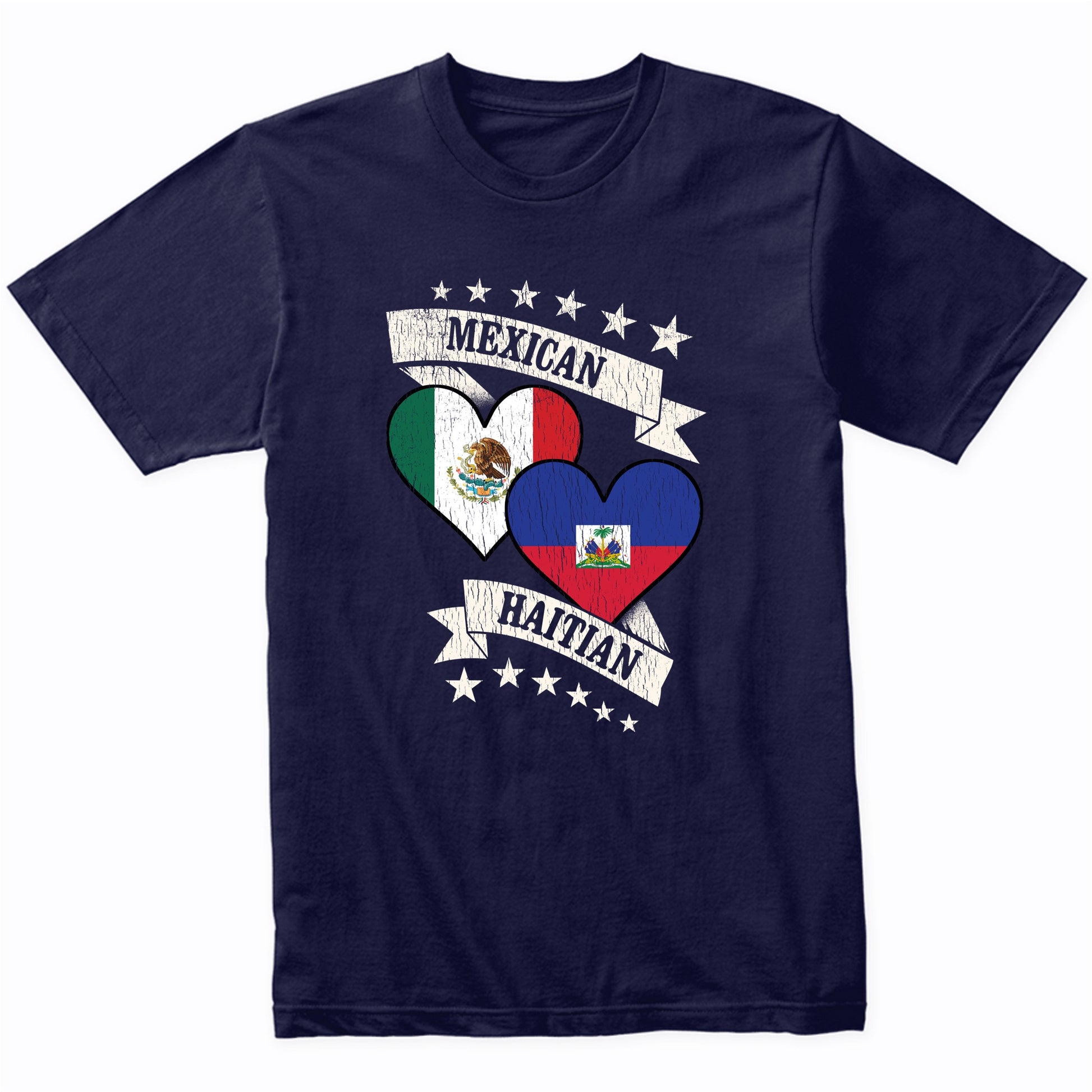Mexican Haitian Heart Flags Mexico Haiti T-Shirt