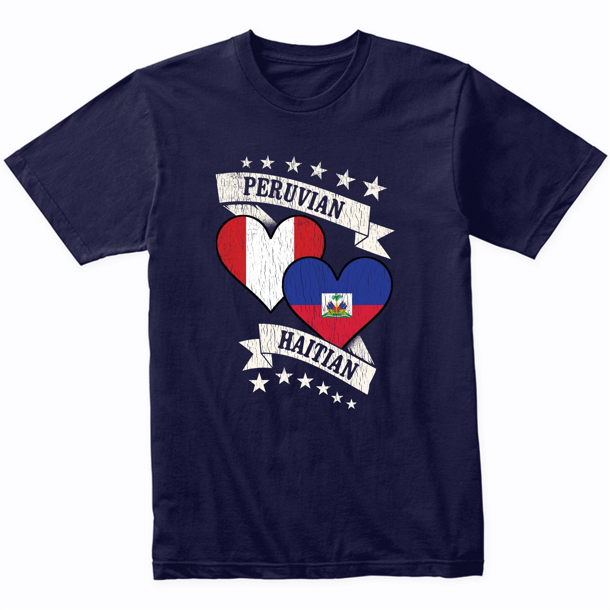 Peruvian Haitian Heart Flags Peru Haiti T-Shirt