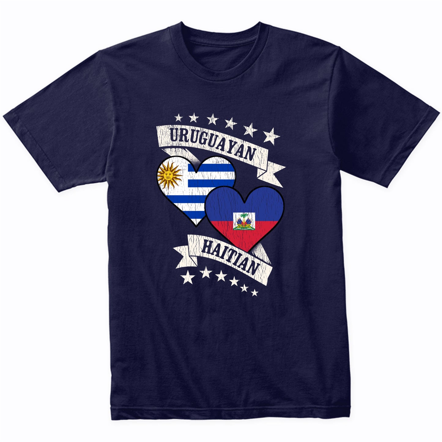 Uruguayan Haitian Heart Flags Uruguay Haiti T-Shirt
