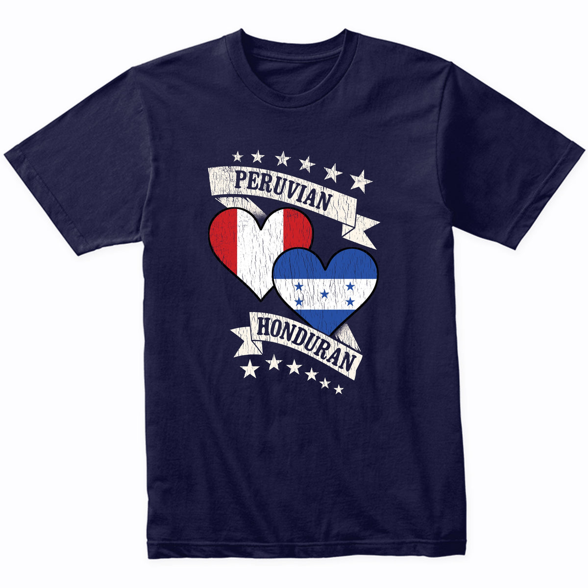 Peruvian Honduran Heart Flags Peru Honduras T-Shirt