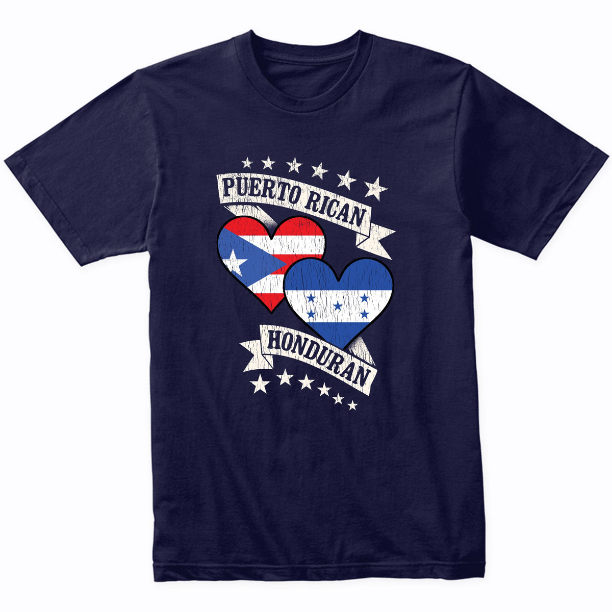 Puerto Rican Honduran Heart Flags Puerto Rico Honduras T-Shirt