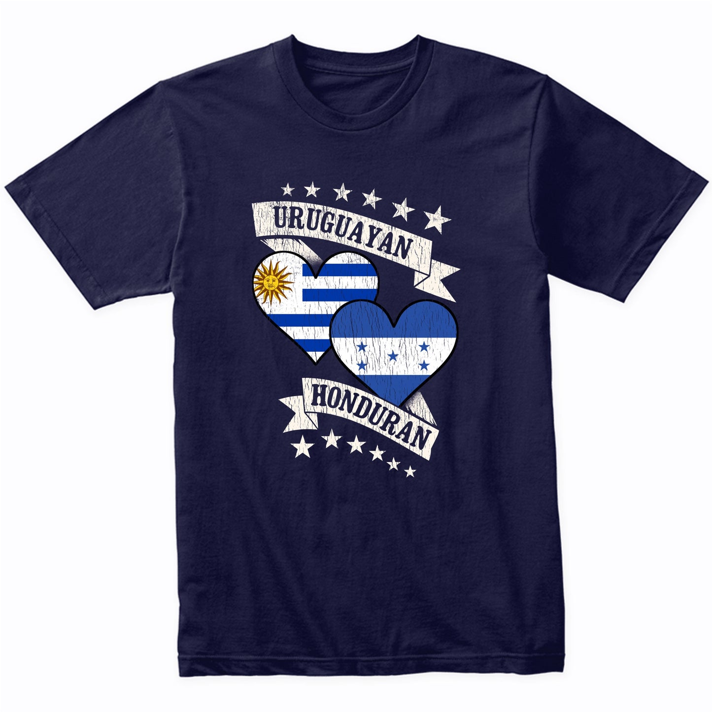 Uruguayan Honduran Heart Flags Uruguay Honduras T-Shirt