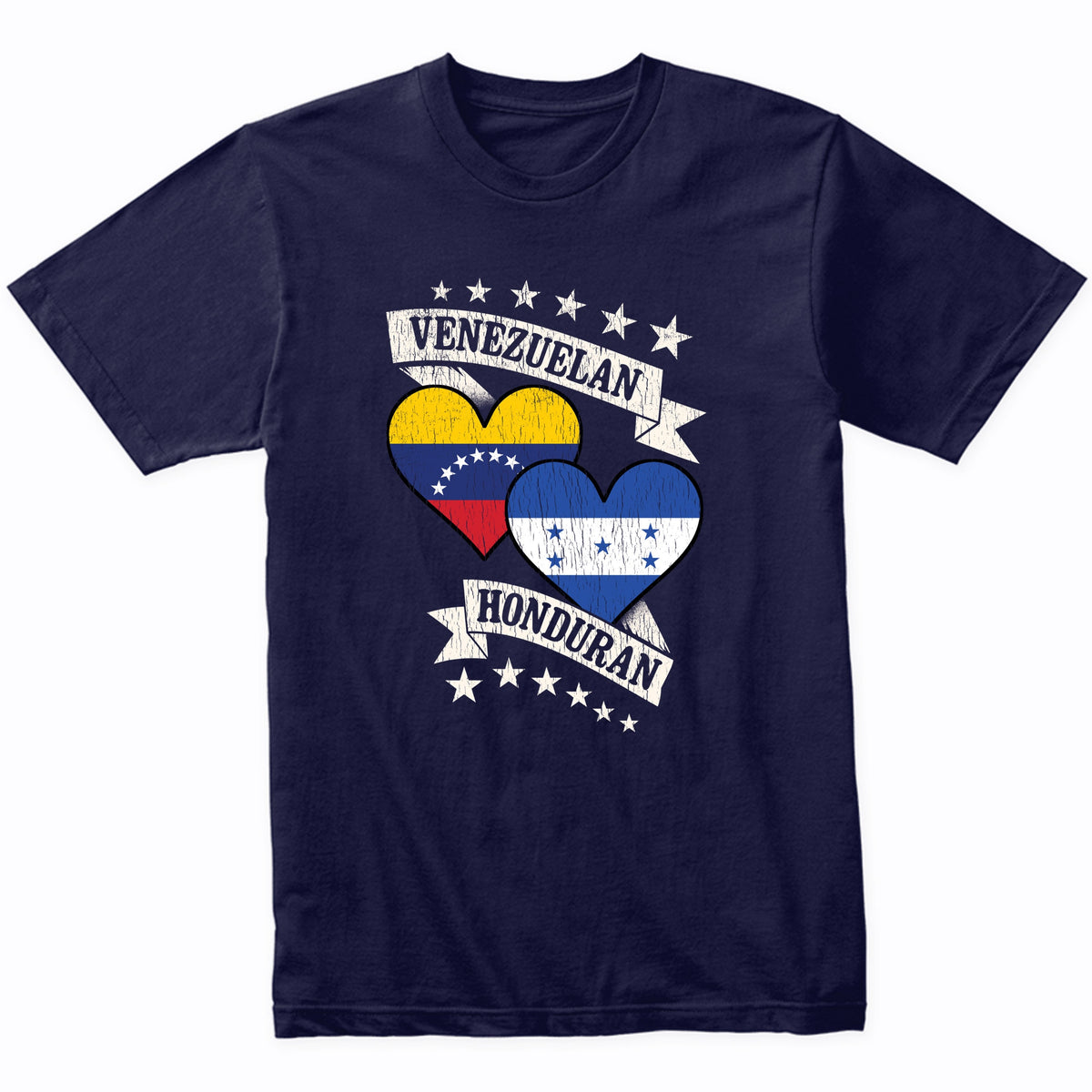 Venezuelan Honduran Heart Flags Venezuela Honduras T-Shirt