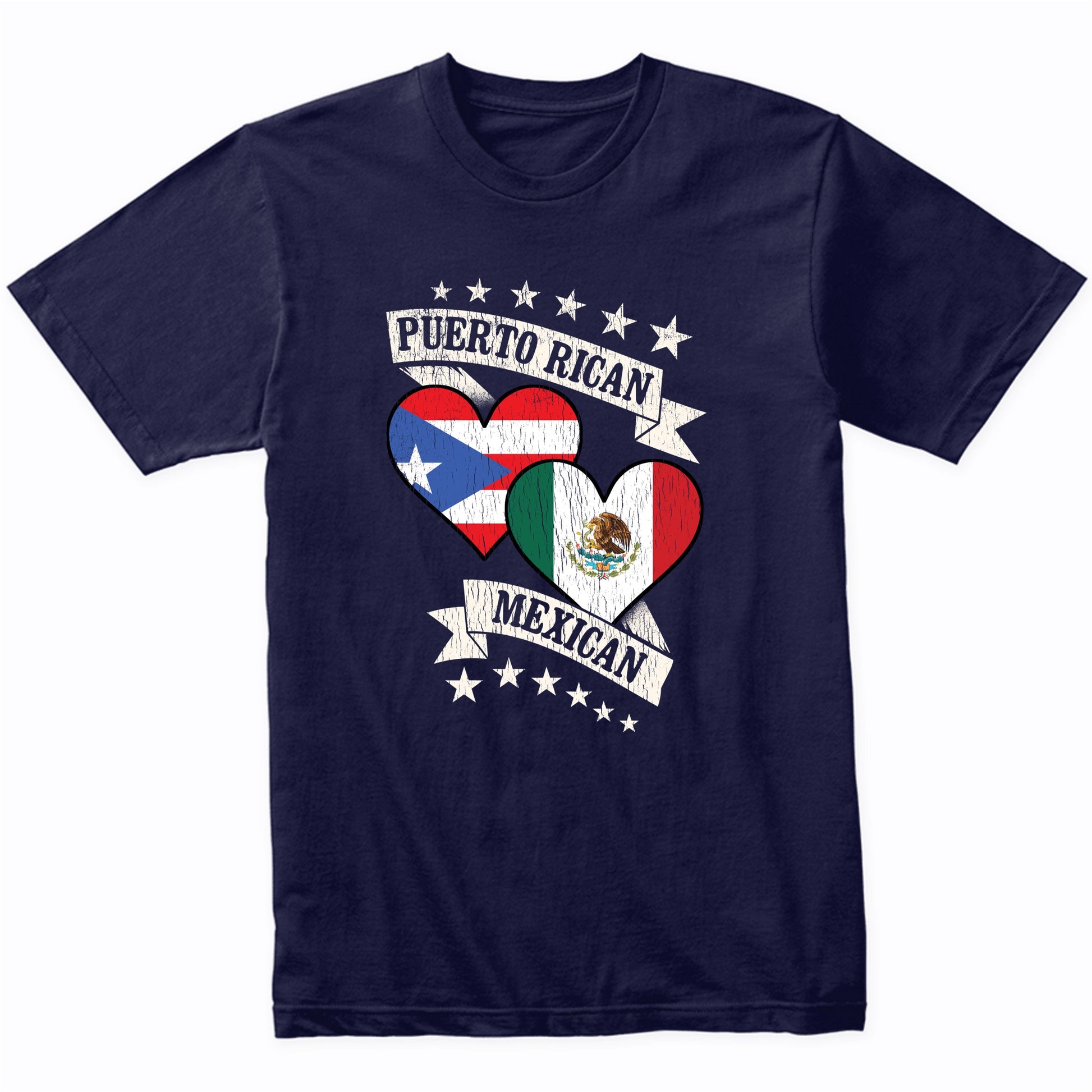 Puerto Rican Mexican Heart Flags Puerto Rico Mexico T-Shirt
