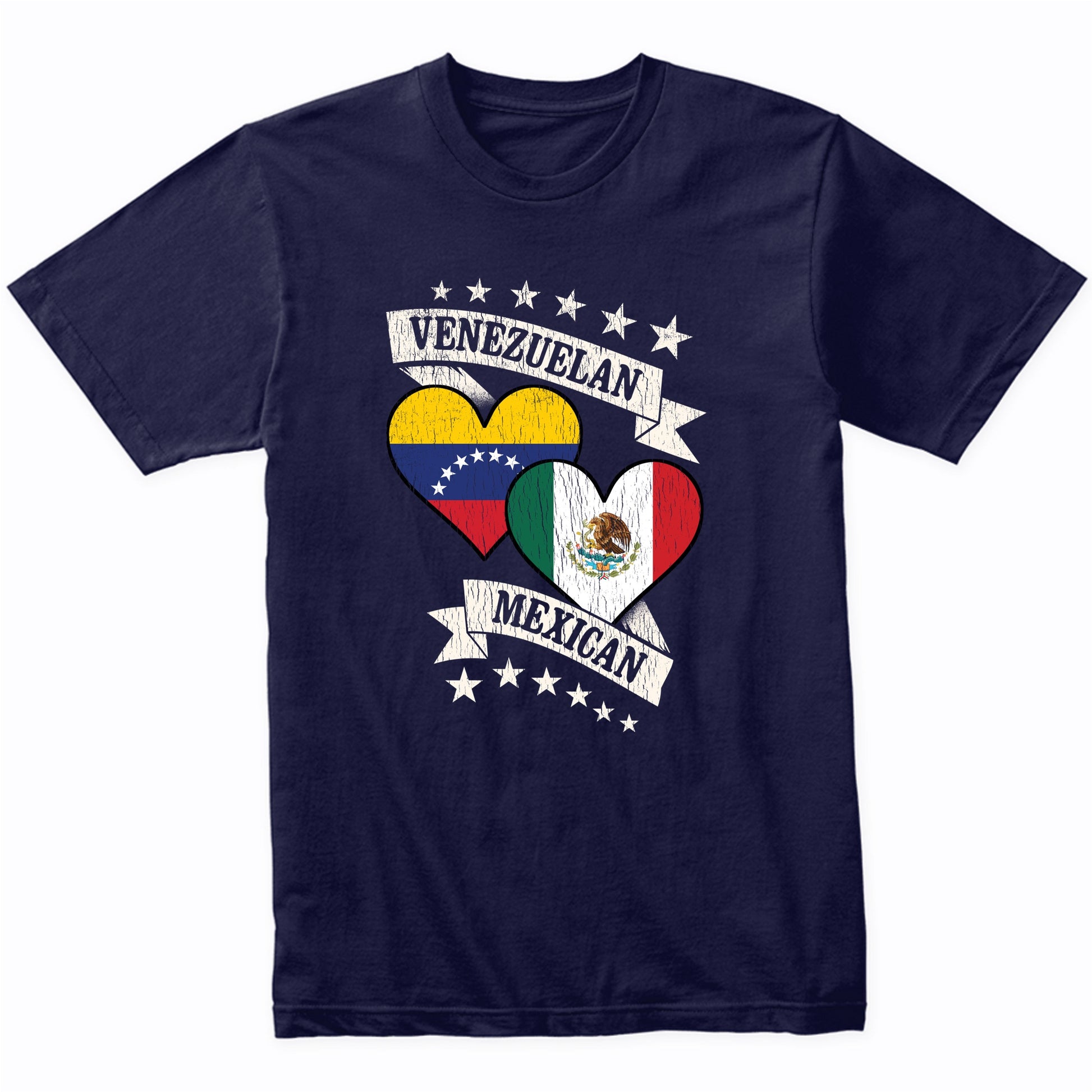 Venezuela Mexican Heart Flags Venezuela Mexico T-Shirt