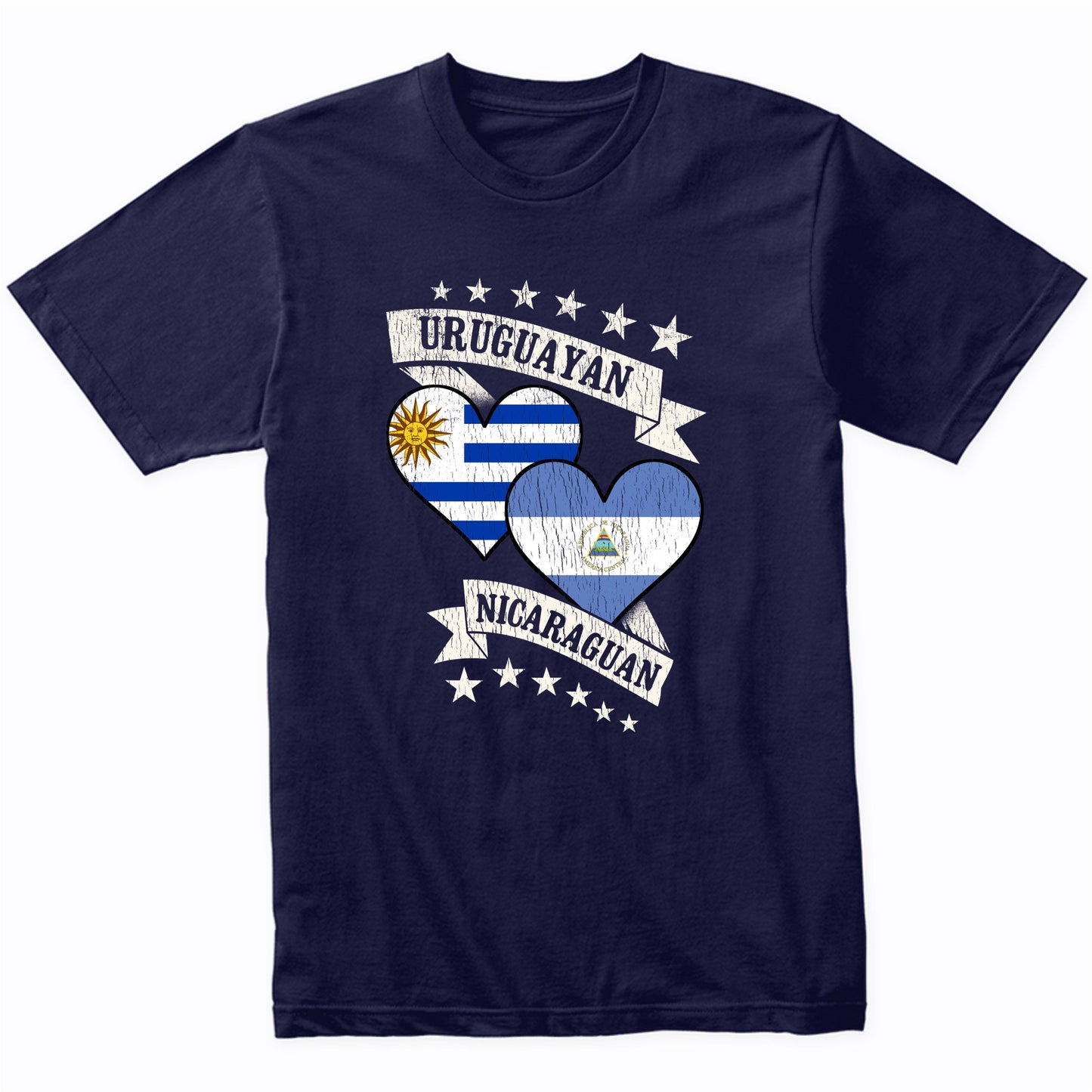 Uruguayan Nicaraguan Heart Flags Uruguay Nicaragua T-Shirt