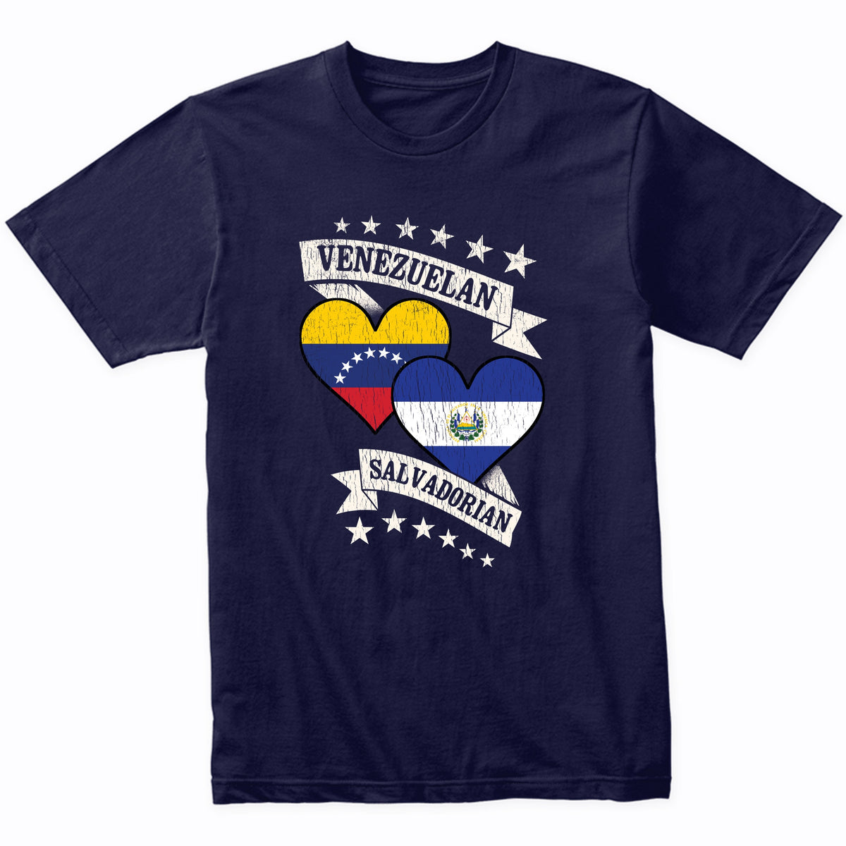 Venezuelan Salvadorian Heart Flags Venezuela El Salvador T-Shirt