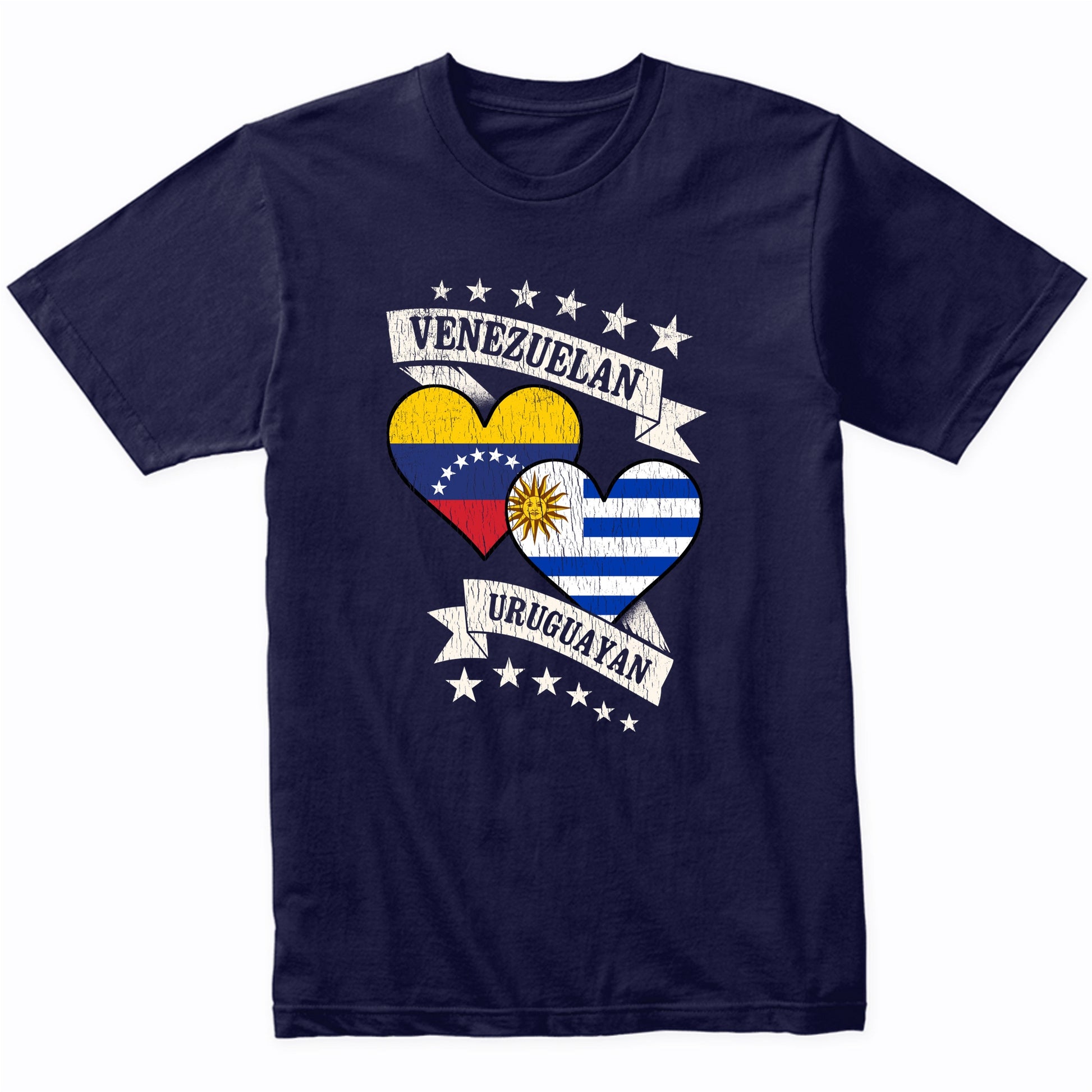 Venezuelan Uruguayan Heart Flags Venezuela Uruguay T-Shirt