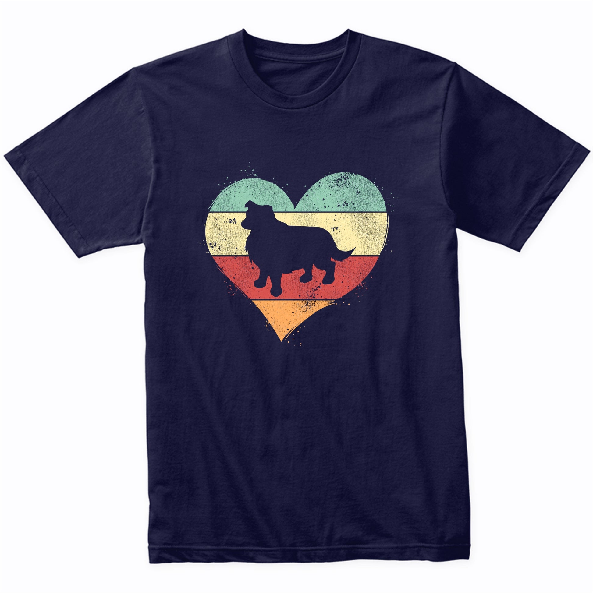 Retro Heart Aussie Dog Breed Silhouette Dog Owner Love T-Shirt