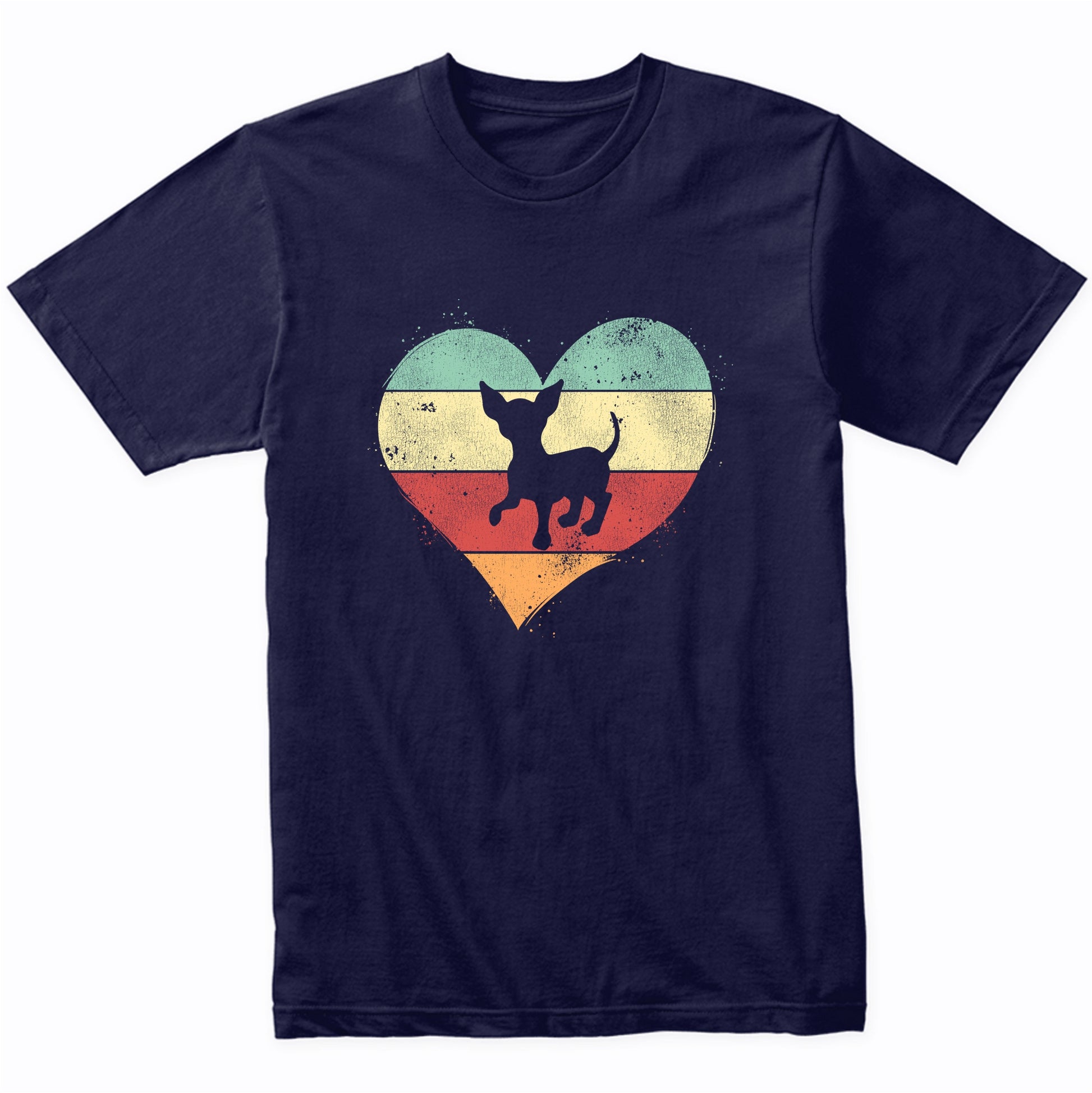 Retro Heart Chihuahua Dog Breed Silhouette Dog Owner Love T-Shirt