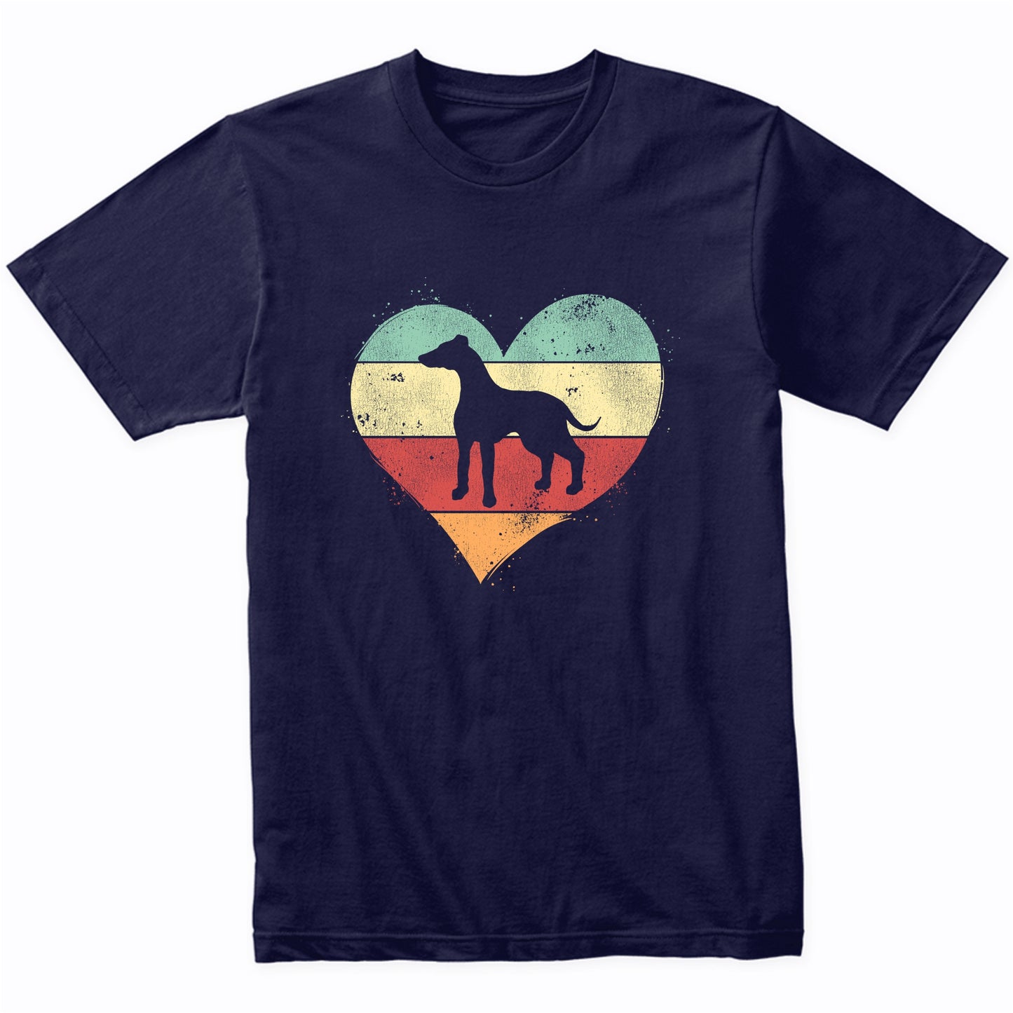 Retro Heart Greyhound Dog Breed Silhouette Dog Owner Love T-Shirt