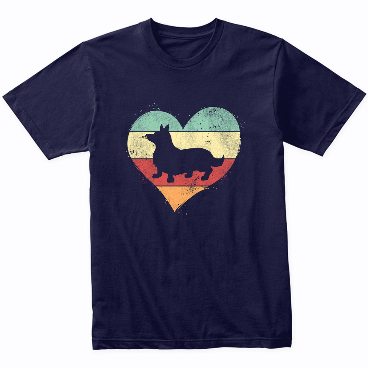 Retro Heart Pembroke Welsh Corgi Dog Breed Silhouette Dog Owner Love T-Shirt