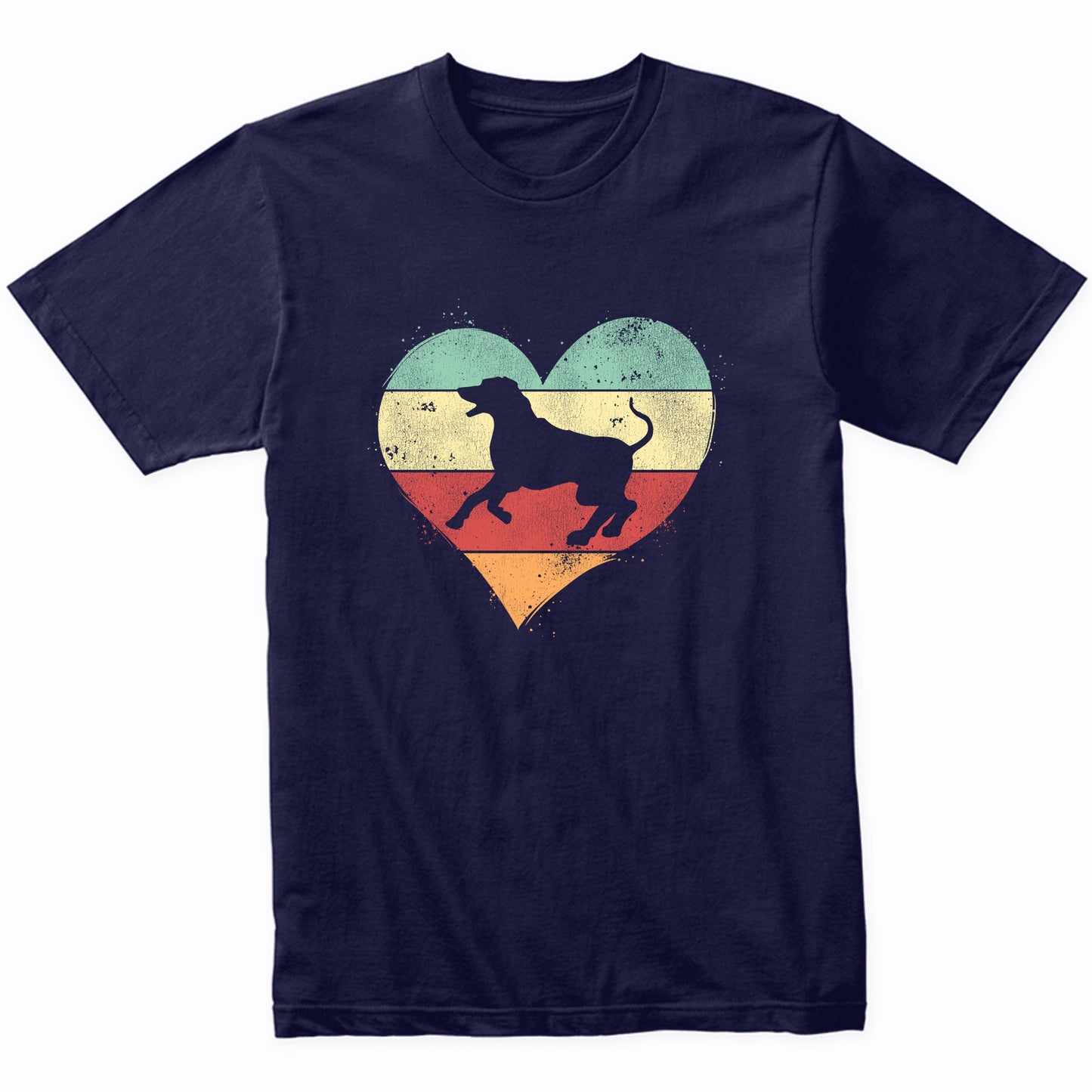 Retro Heart Rhodesian Ridgeback Dog Breed Silhouette Dog Owner Love T-Shirt