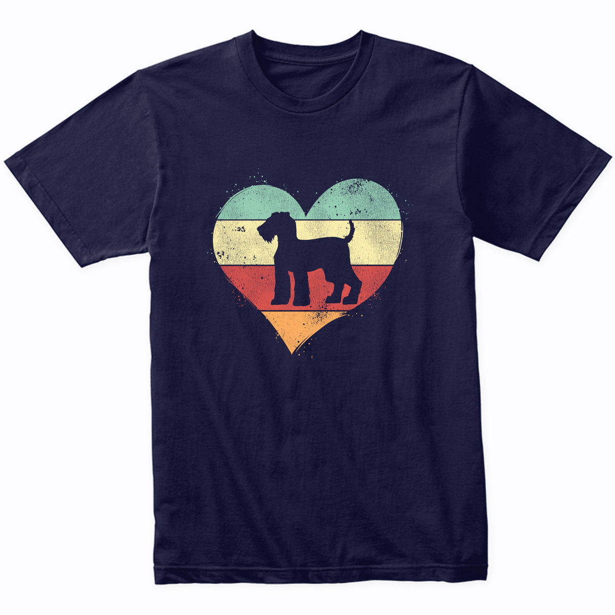 Retro Heart Airedale Terrier Dog Breed Silhouette Dog Owner Love T-Shirt