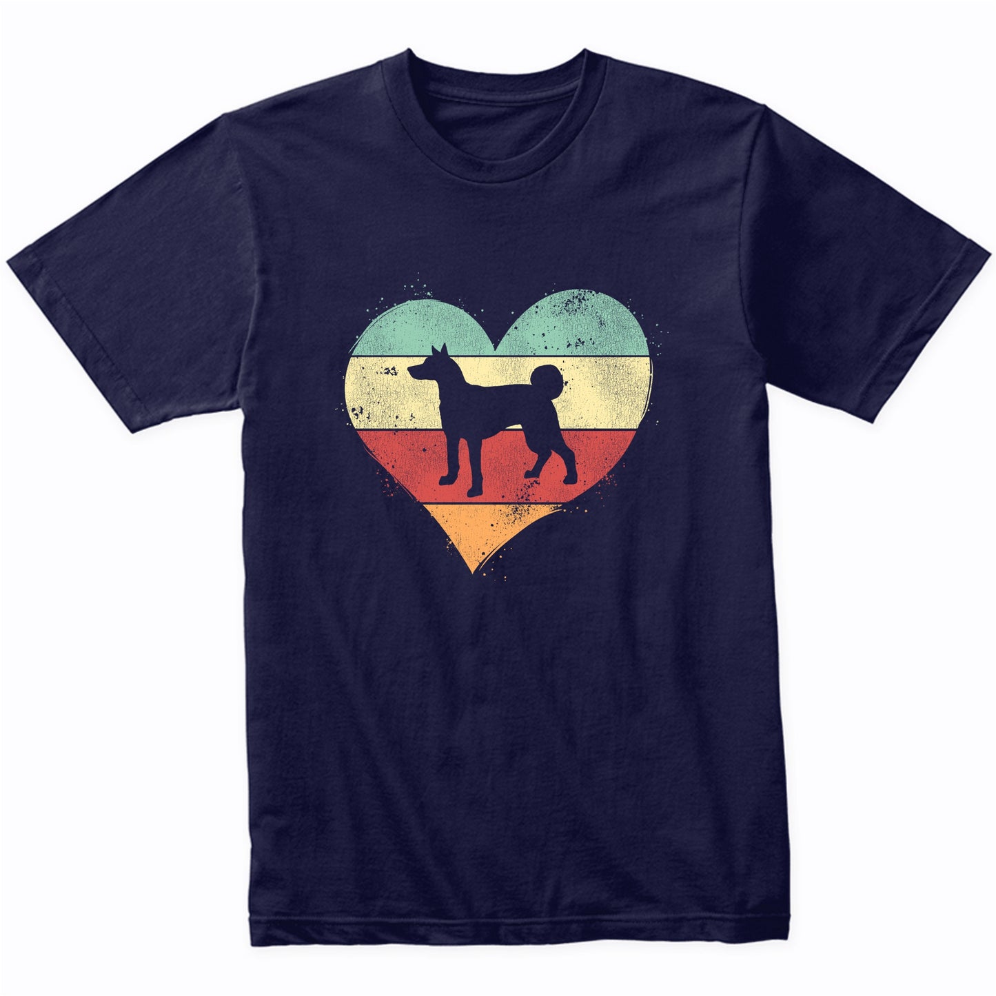 Retro Heart Basenji Dog Breed Silhouette Dog Owner Love T-Shirt