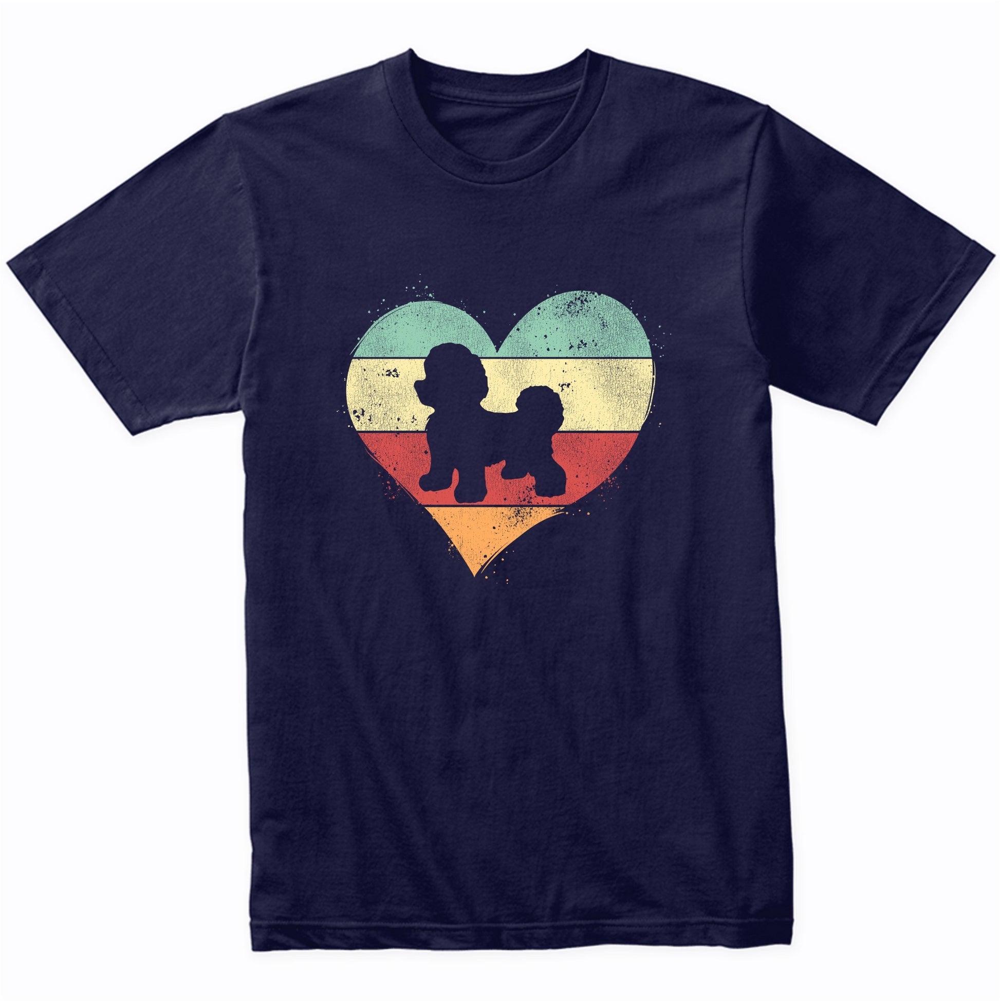 Retro Heart Bichon Frise Dog Breed Silhouette Dog Owner Love T-Shirt