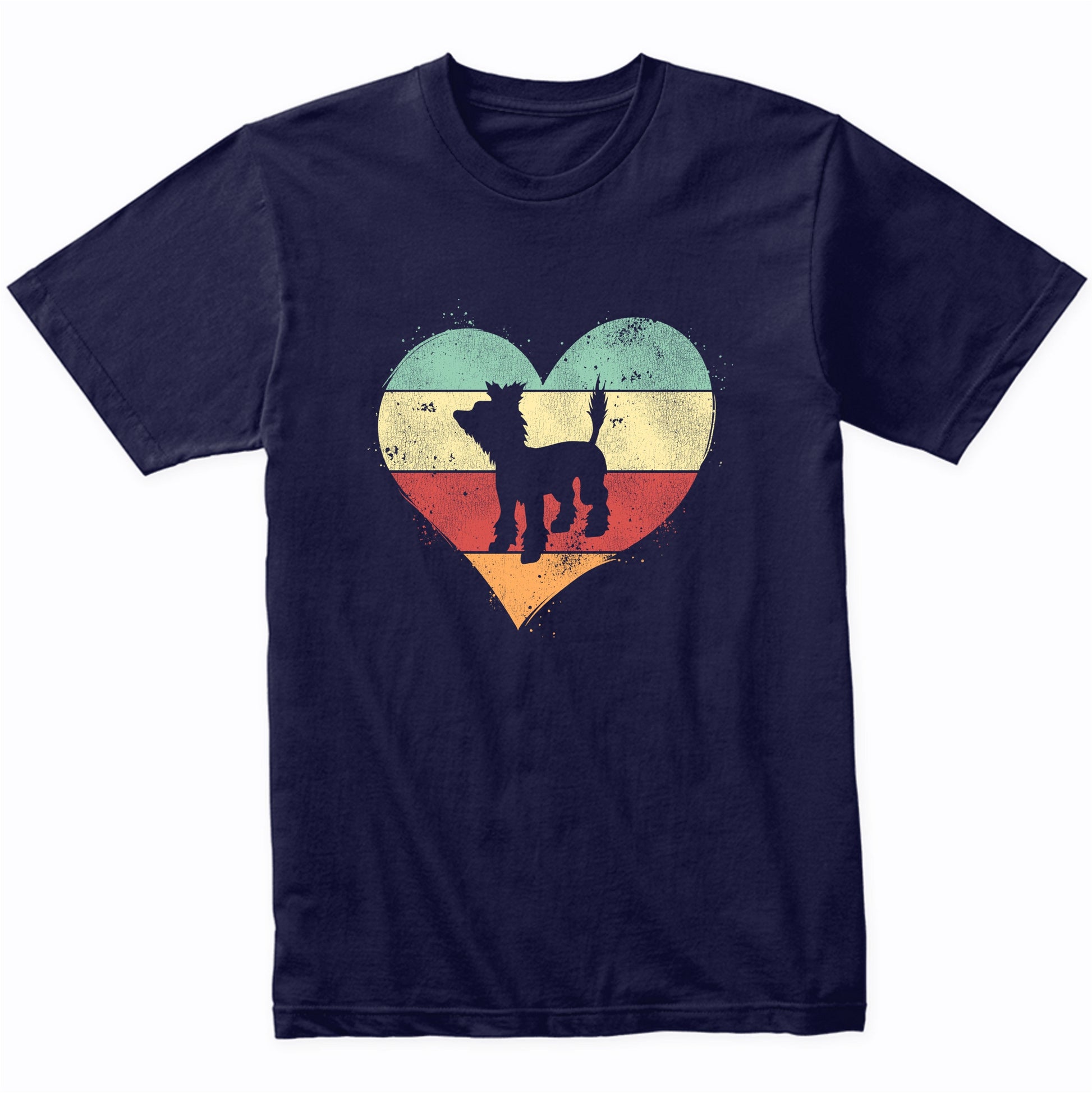 Retro Heart Chinese Crested Dog Breed Silhouette Dog Owner Love T-Shirt