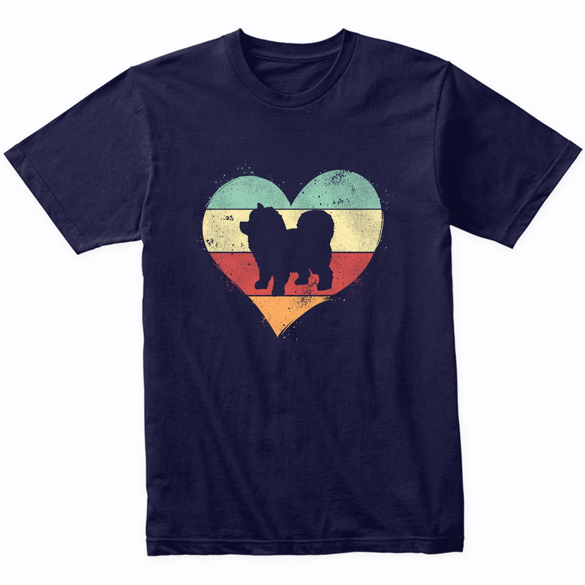 Retro Heart Chow Chow Dog Breed Silhouette Dog Owner Love T-Shirt