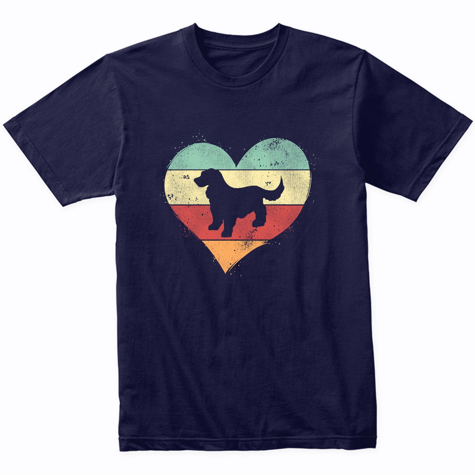 Retro Heart Cocker Spaniel Dog Breed Silhouette Dog Owner Love T-Shirt