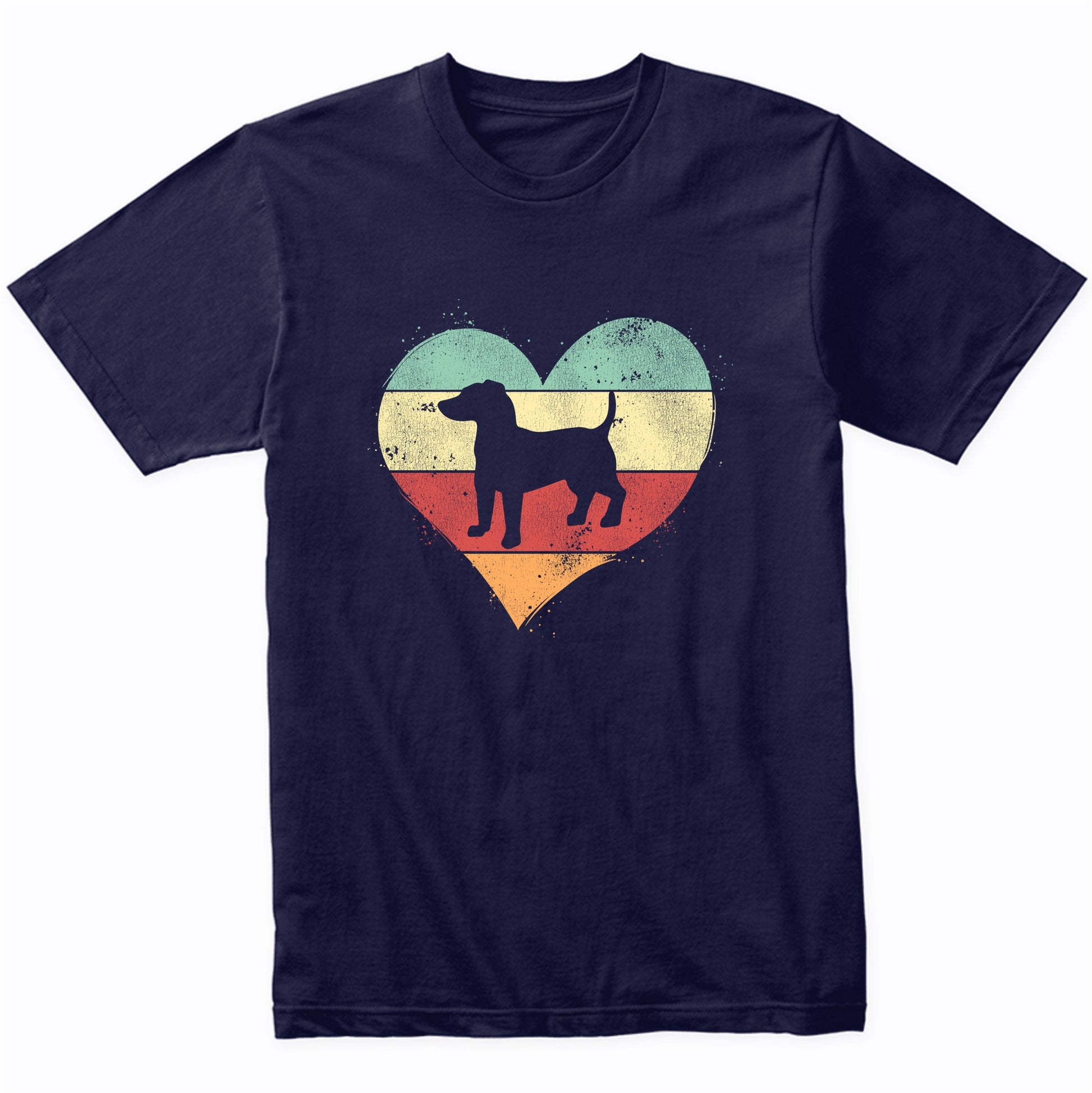 Retro Heart Jack Russell Terrier Dog Breed Silhouette Dog Owner Love T-Shirt