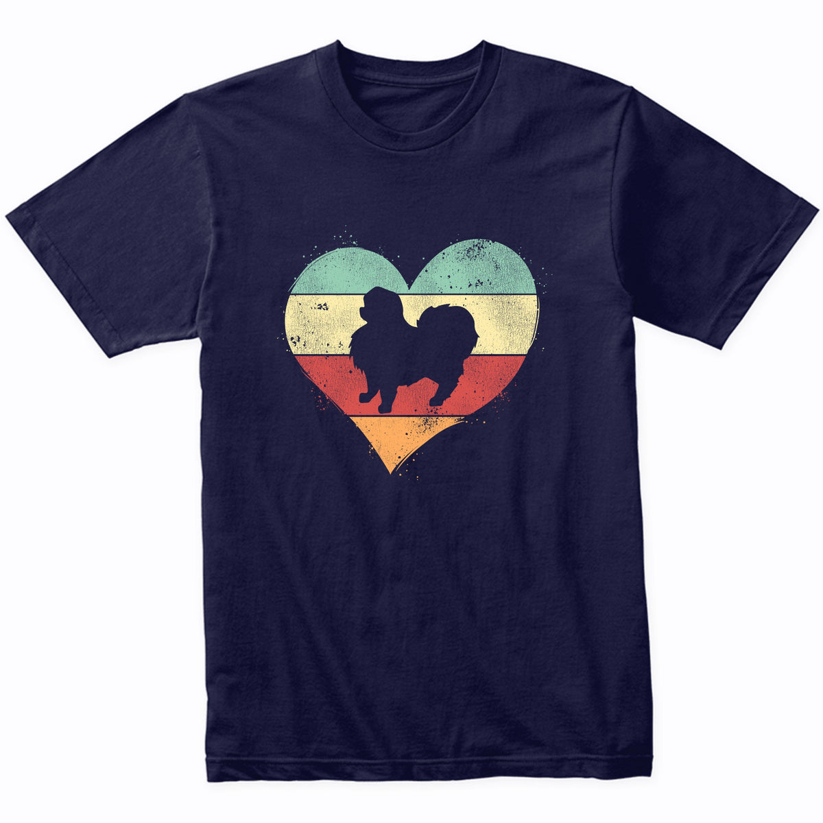 Retro Heart Japanese Chin Dog Breed Silhouette Dog Owner Love T-Shirt